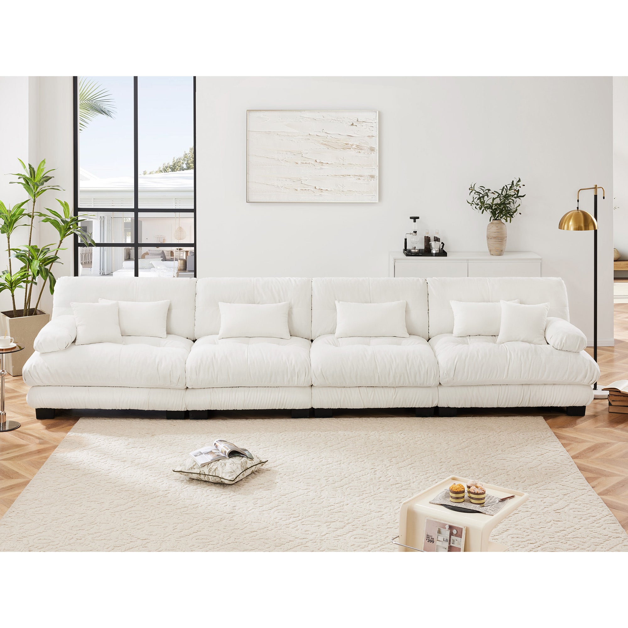 Monterey 173" Extra Large Modular Chenille Cloud Sectional Sofa with Bolstered Armrests
