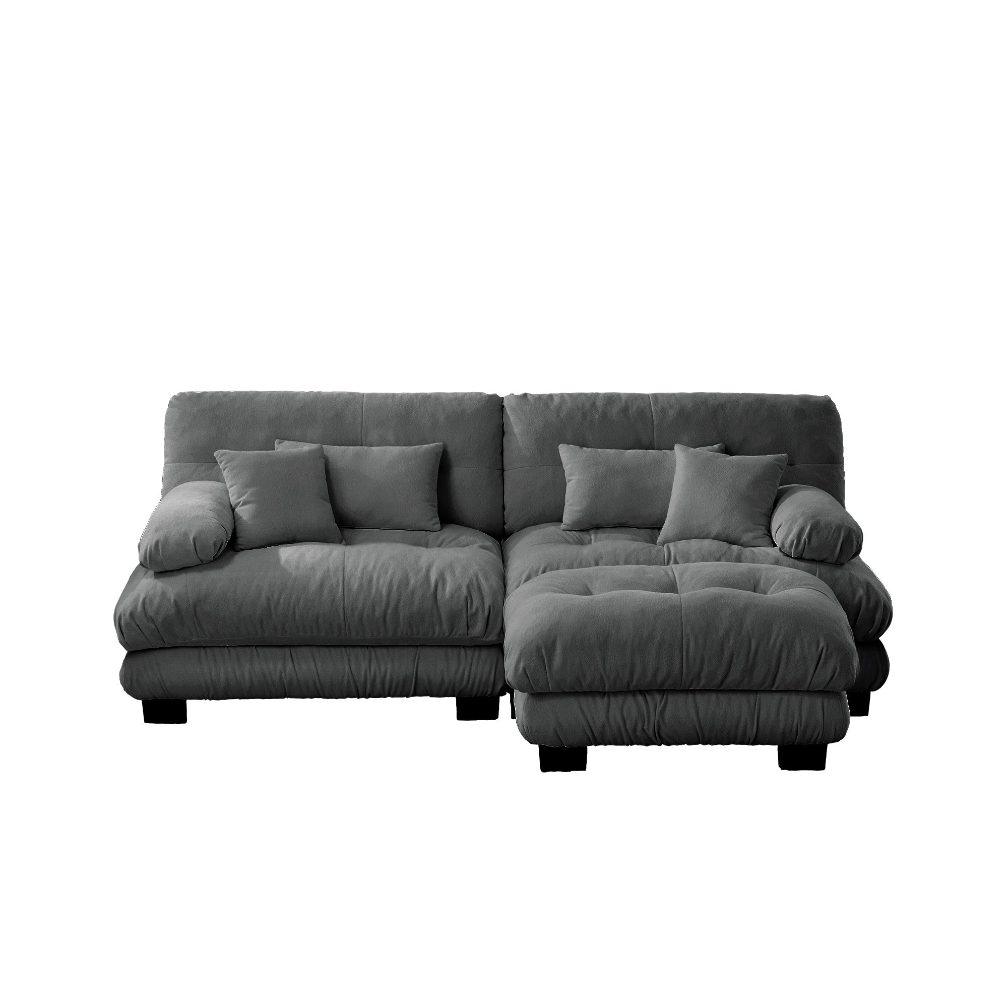 Monterey 94" 3 Piece L Shaped Modular Sofa Set, Velvet Deep Seat 5-Seater Sofa with Ottoman