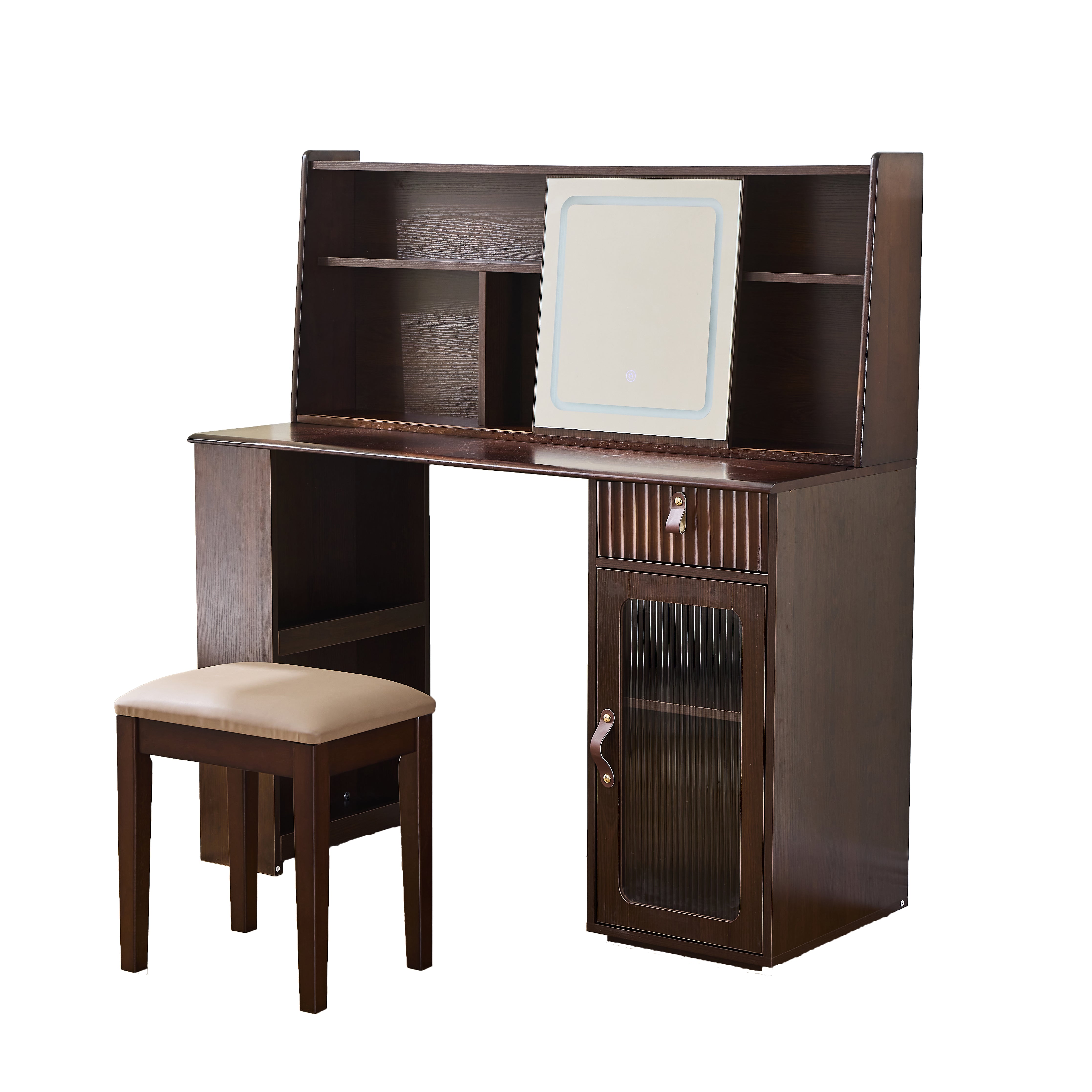 Thora Modern Makeup Vanity Dressing Table Set with 3-Mode Lighted Mirror