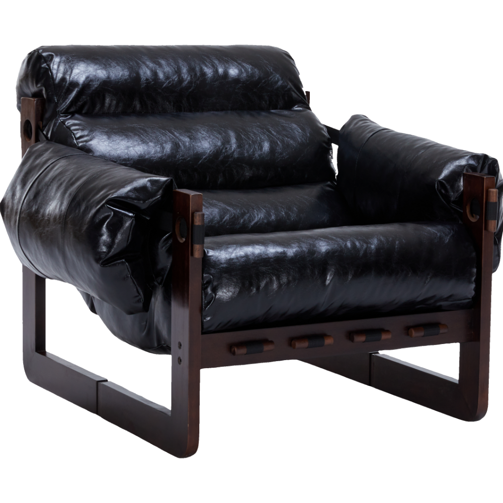 Ravena Modern Vintage Leather Lounge Chair with Removable Armrests