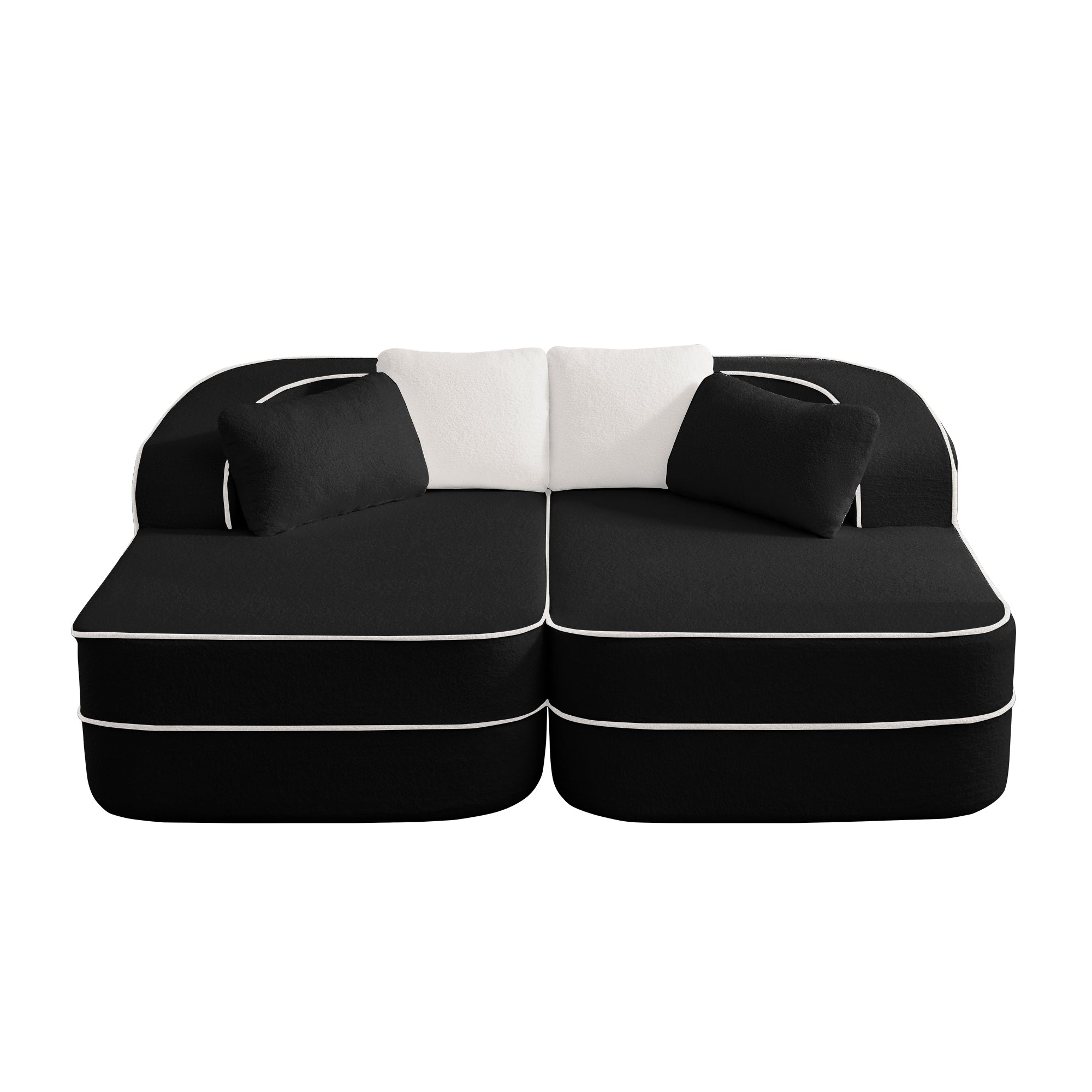 Gilbert 77.2" Teddy Fabric Sofa-in-a-Box with Double Chaise