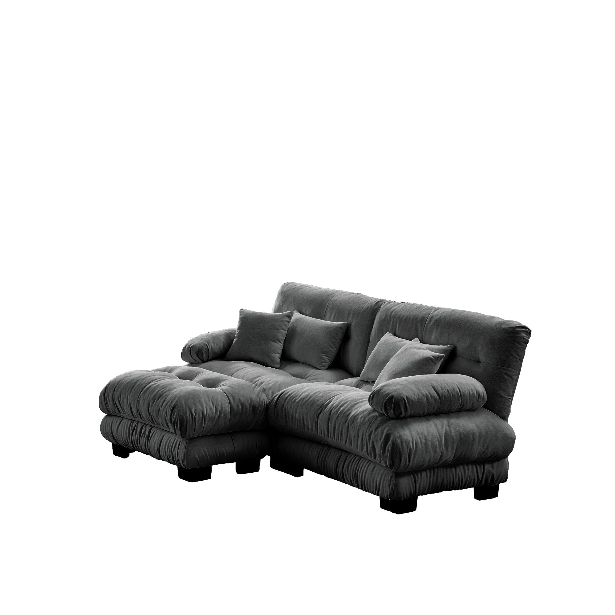 Monterey 94" 3 Piece L Shaped Modular Sofa Set, Velvet Deep Seat 5-Seater Sofa with Ottoman