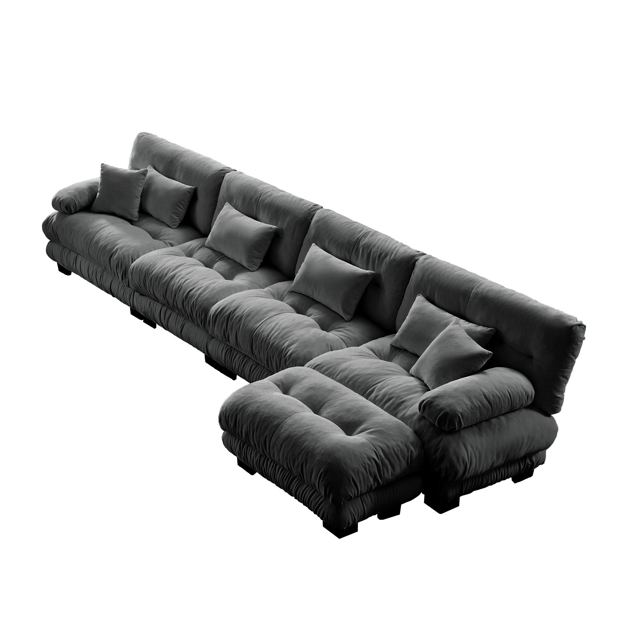 Monterey 173" Oversized Modular Chenille L-Shaped Cloud Sectional Sofa with Ottoman