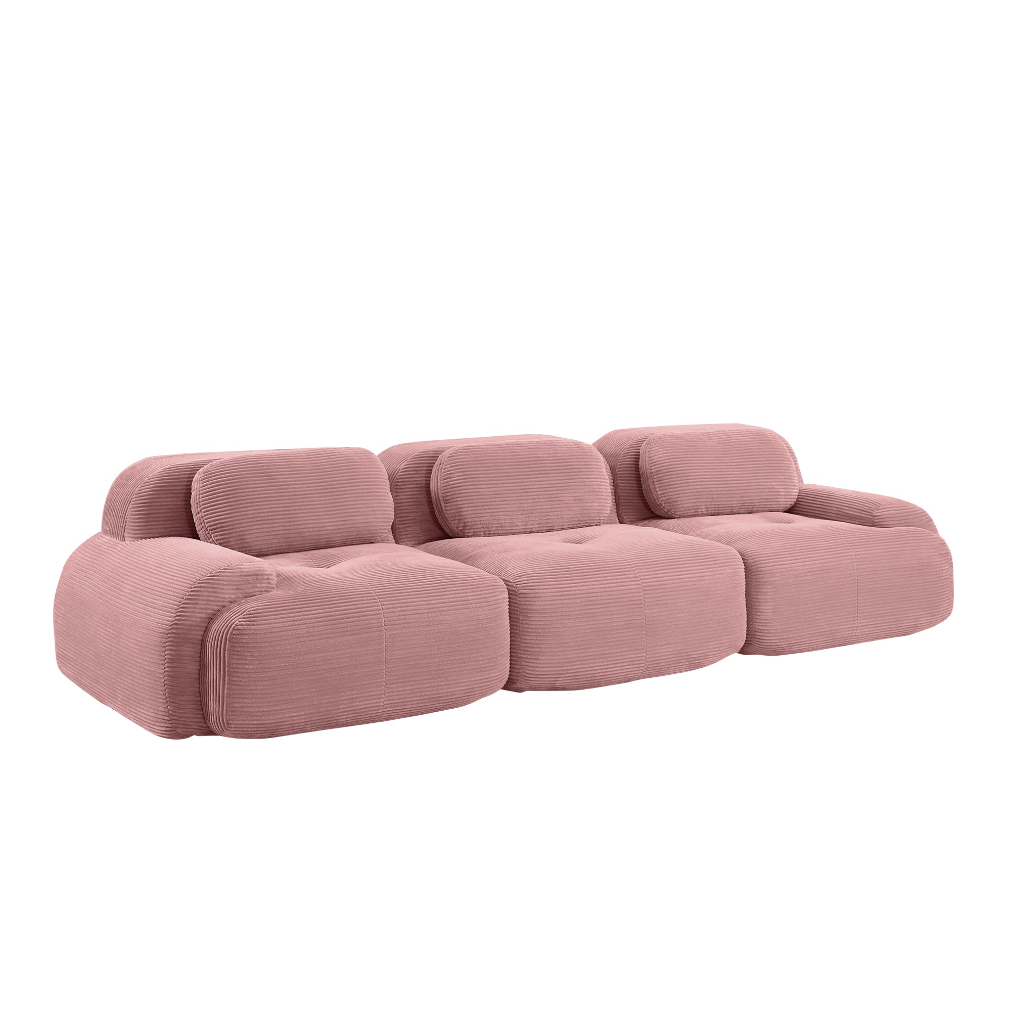 Anchorage 116" Modular Corduroy 3-Seater Sofa with Curved Armrest