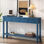 Contemporary High-Quality Entryway Console Table with 4  Spacious Drawersm,1 Practical Bottom ShelfLong Legs, for Hallway, Foyer