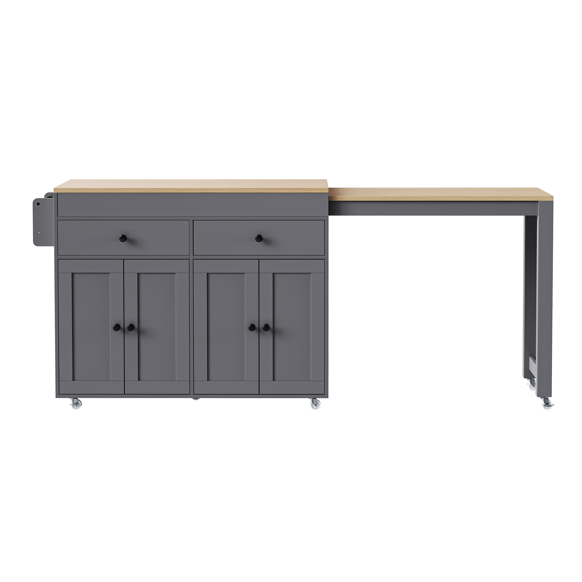 Mekong 74" Kitchen Island with Extendable Dining Table