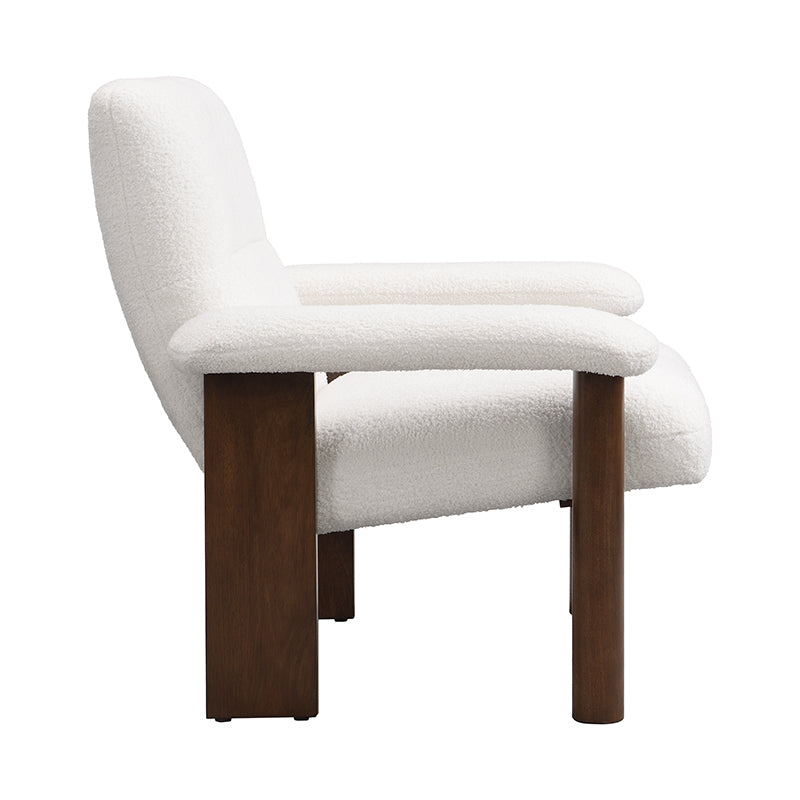 Accent Chair set with Ottoman in White/Wood
