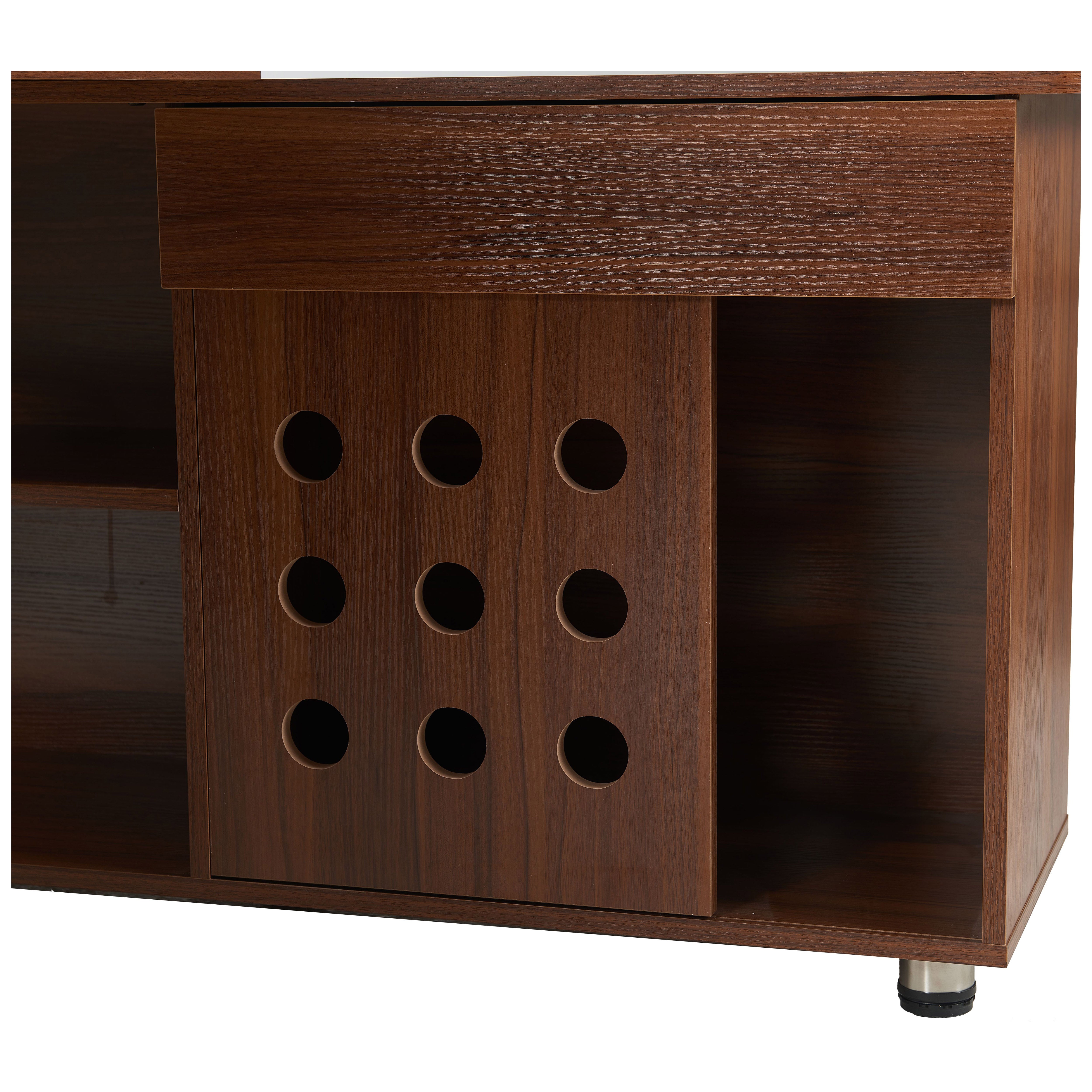 55.1''L, Walnut Home Office L-Shaped Executive Desk , Height Adjustable Desk with Storage Drawers and Cabinet