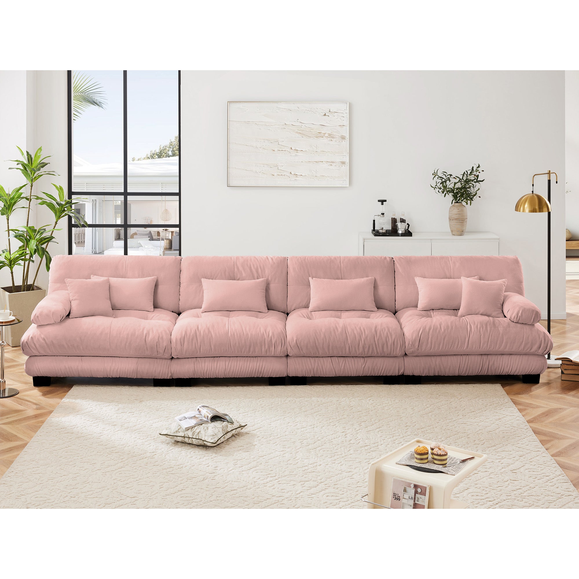 Monterey 173" Extra Large Modular Chenille Cloud Sectional Sofa with Bolstered Armrests