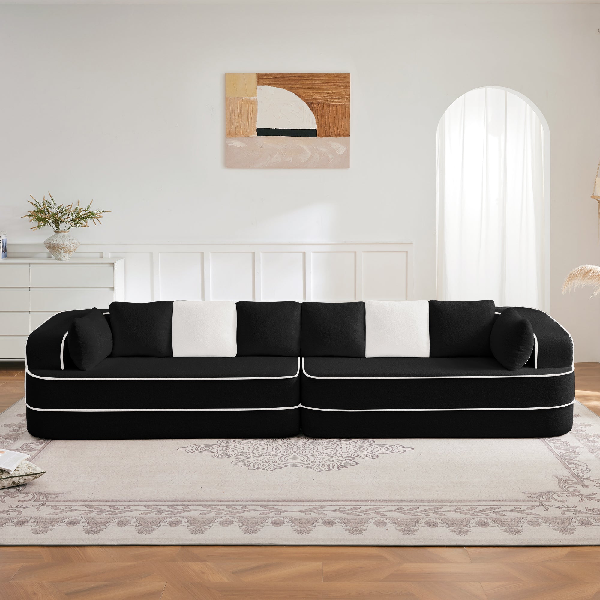 Gilbert 135" Teddy Fabric 4-Seat Oversized Modular Sofa