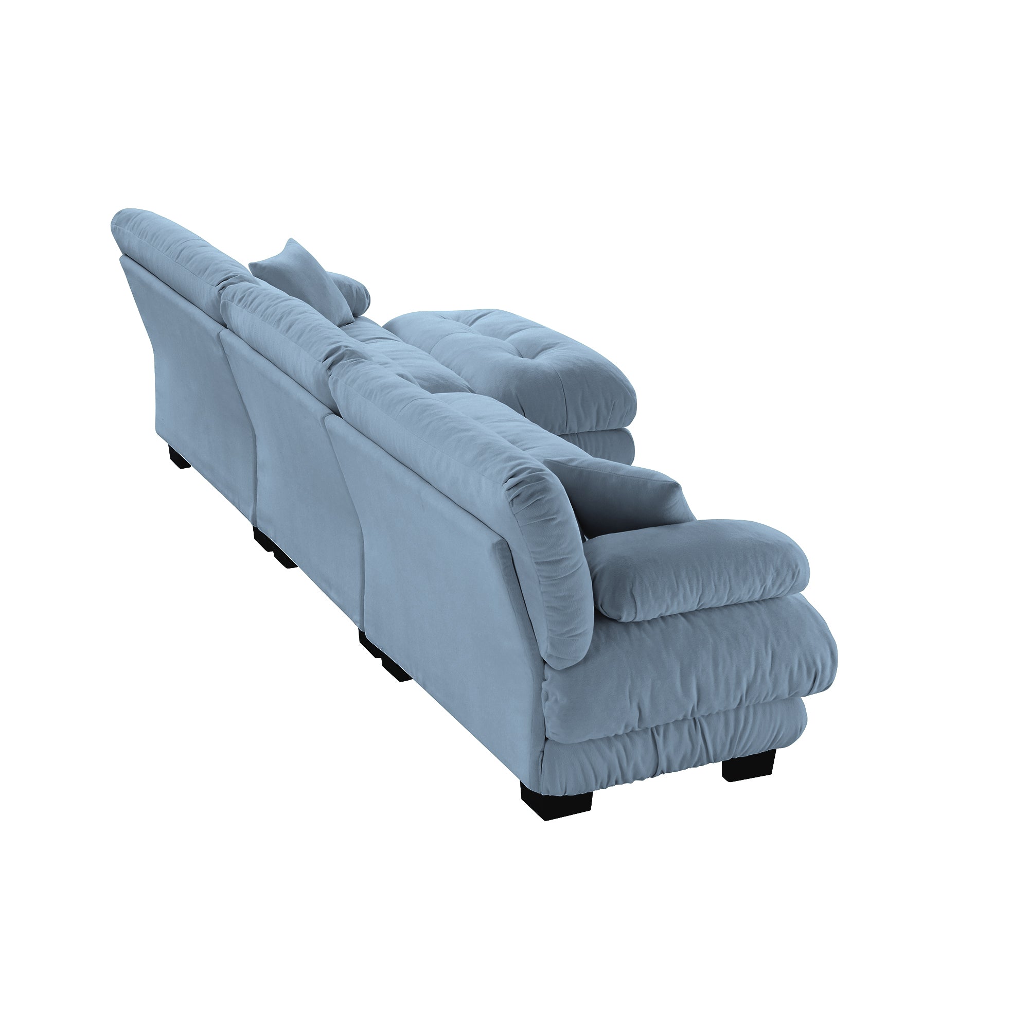 Monterey 134" Modular Chenille Cloud L-Shaped Sectional Sofa with Convertible Ottoman