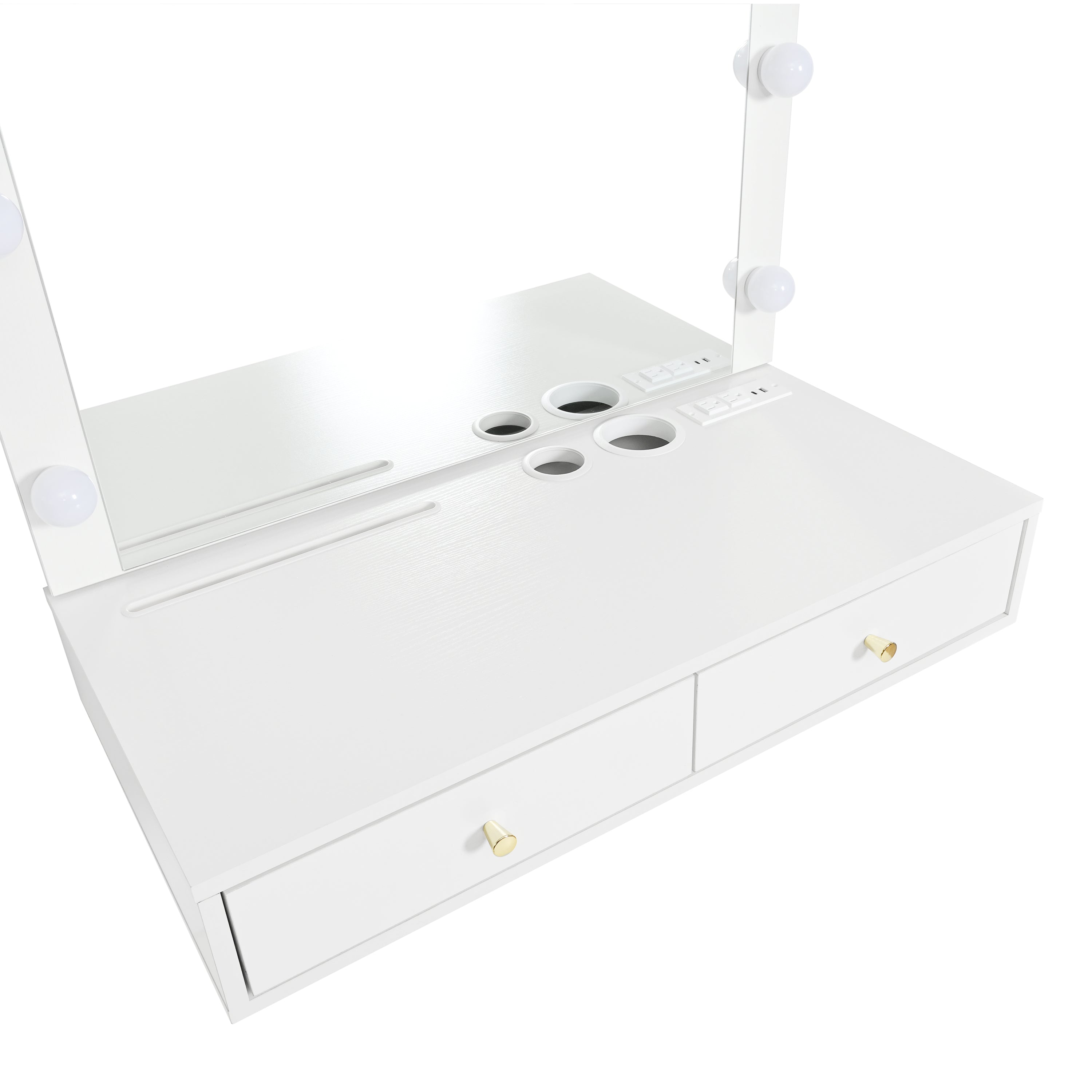 Elin 31.5" Floating Makeup Vanity with LED Arch Mirror and Power Outlet