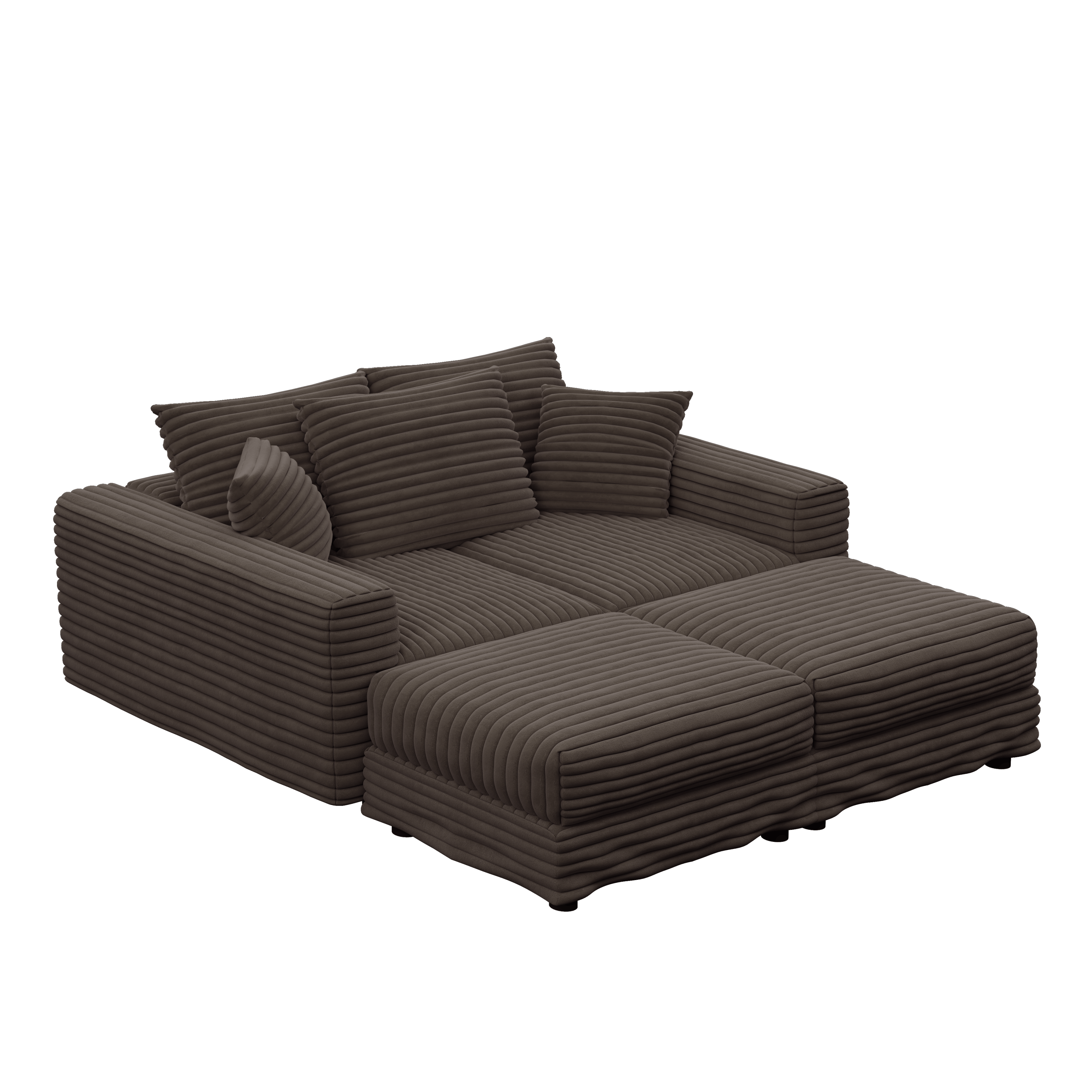 Norwalk 83" Modular Plush Corduroy U-Shaped Sectional Sofa with 2 Movable Ottomans