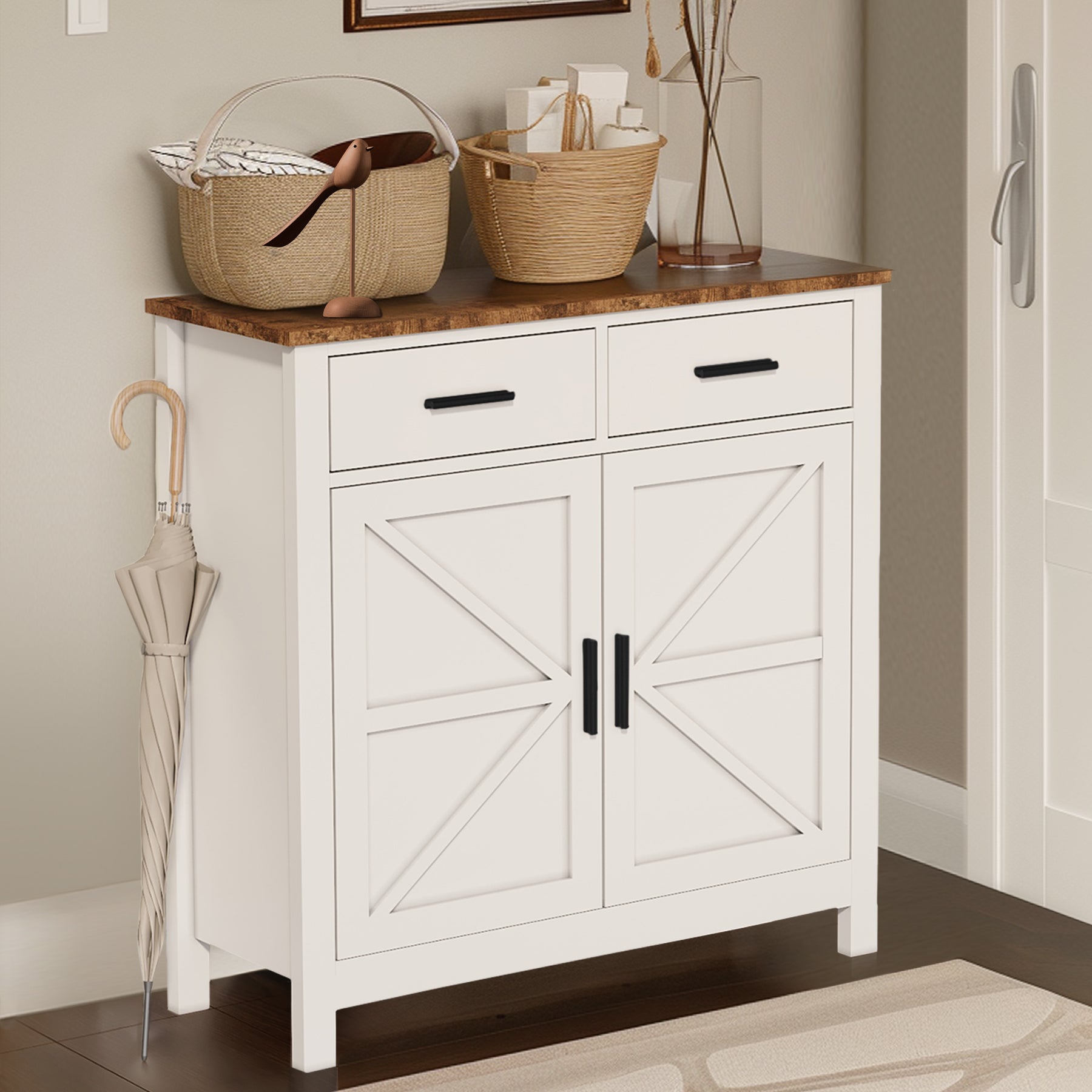 Turin Modern Farmhouse Buffet Storage Cabin