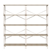 Vintage Industrial Style 5 Tier Large Bookshelf with White Metal Frame