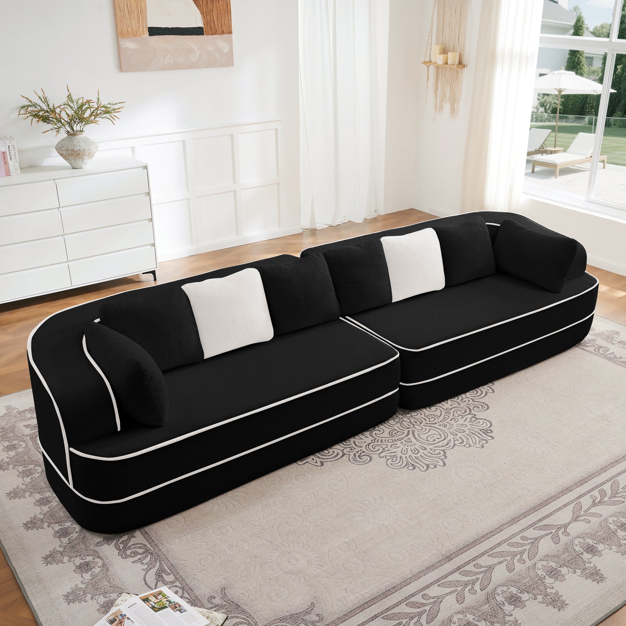 Gilbert 135" Teddy Fabric 4-Seat Oversized Modular Sofa