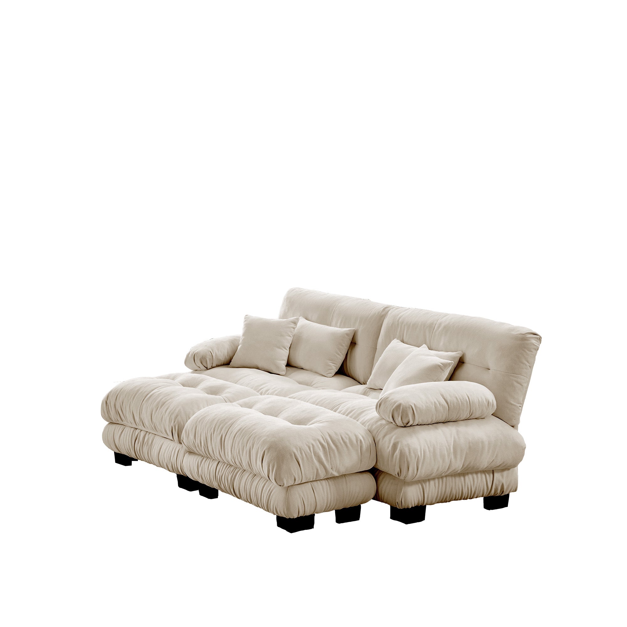 Monterey 94" Modular Chenille Cloud Sofa with 2 Ottomans and Bolstered Armrests
