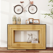 Traverse Modern Layered-Wood Console Table with Black Top