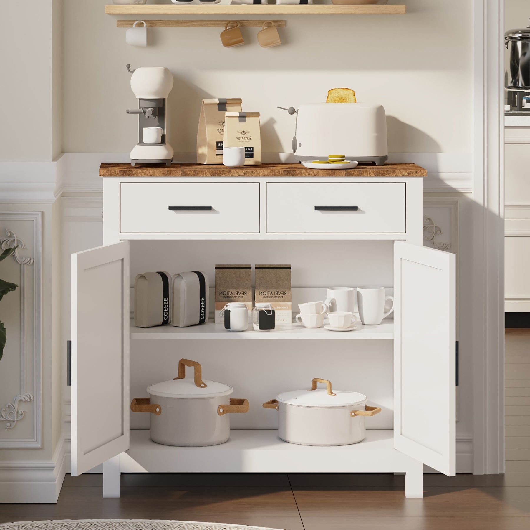 Turin Modern Farmhouse Buffet Storage Cabin