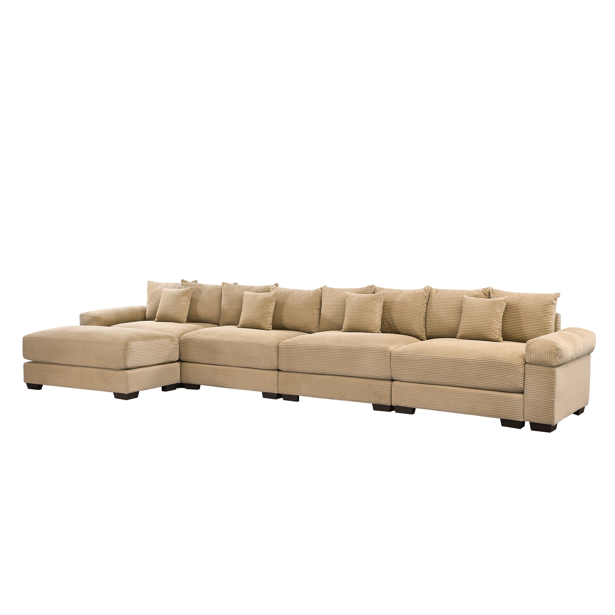 Albany 168" Modular Corduroy Oversized Cloud L-Shaped Sectional Sofa with Ottoman