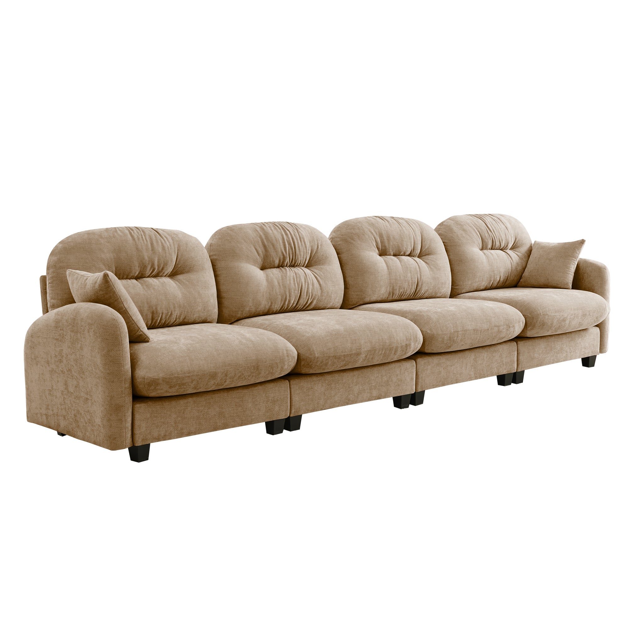 Roselyn 140" Modular Chenille Cloud 4-Seater Sofa with Tufted Cushion Backrest and  Pillows