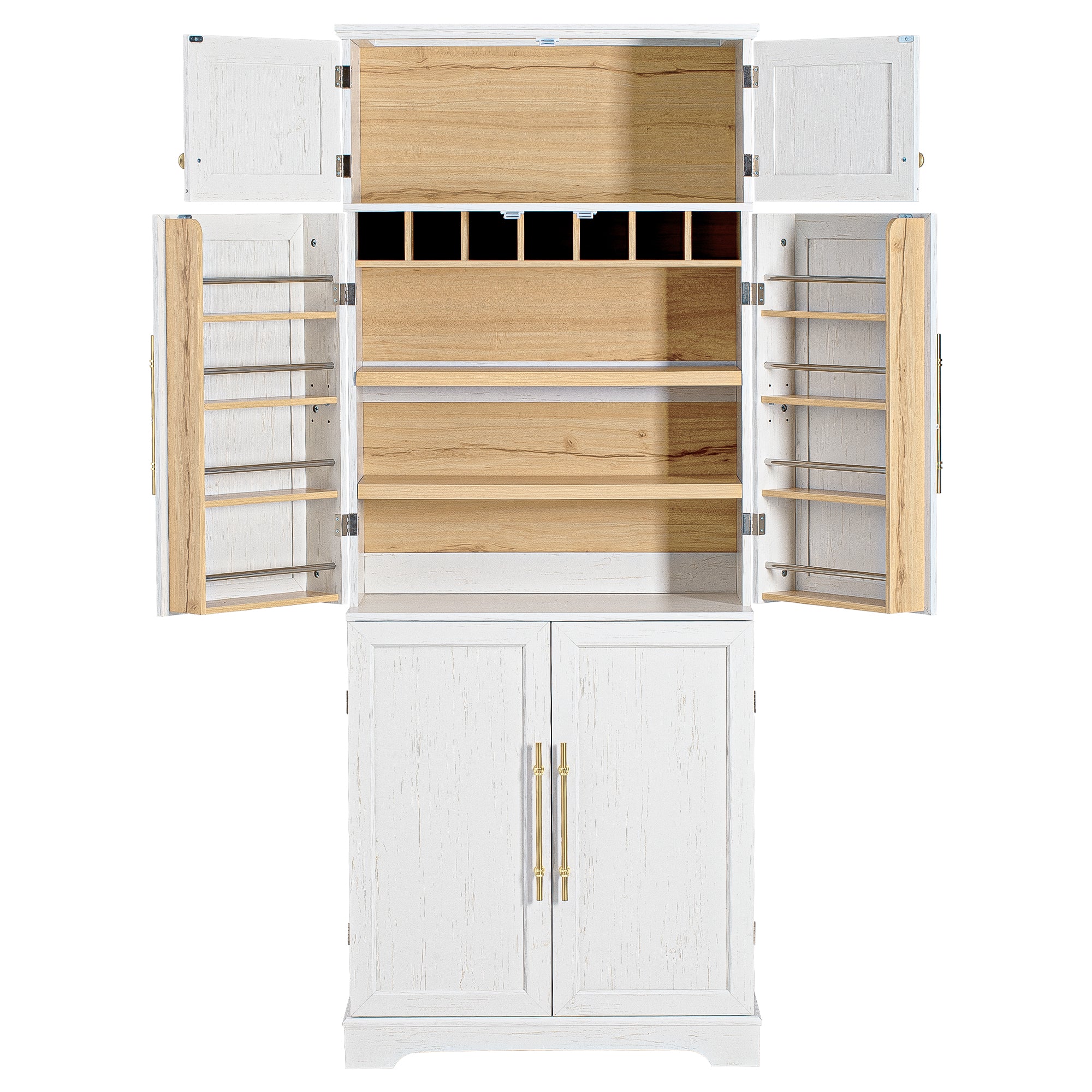Bristol 78.2" Farmhouse White Kitchen Pantry Cabinet with Adjustable Shelves