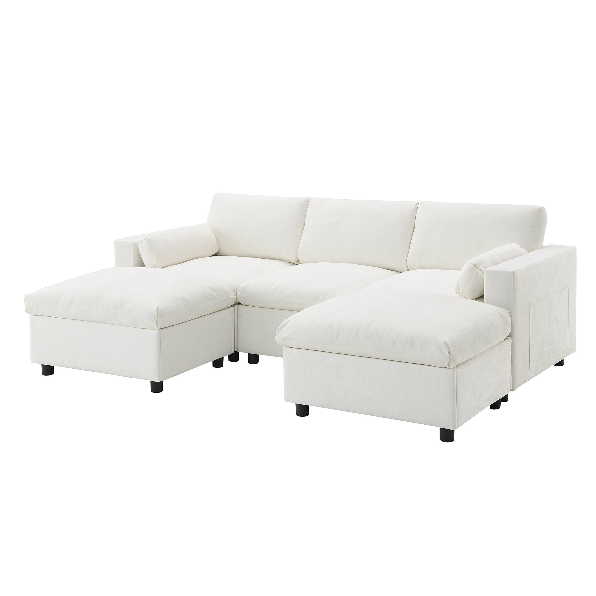 Madison U-Shaped Modular Sectional Sofa with Ottomans