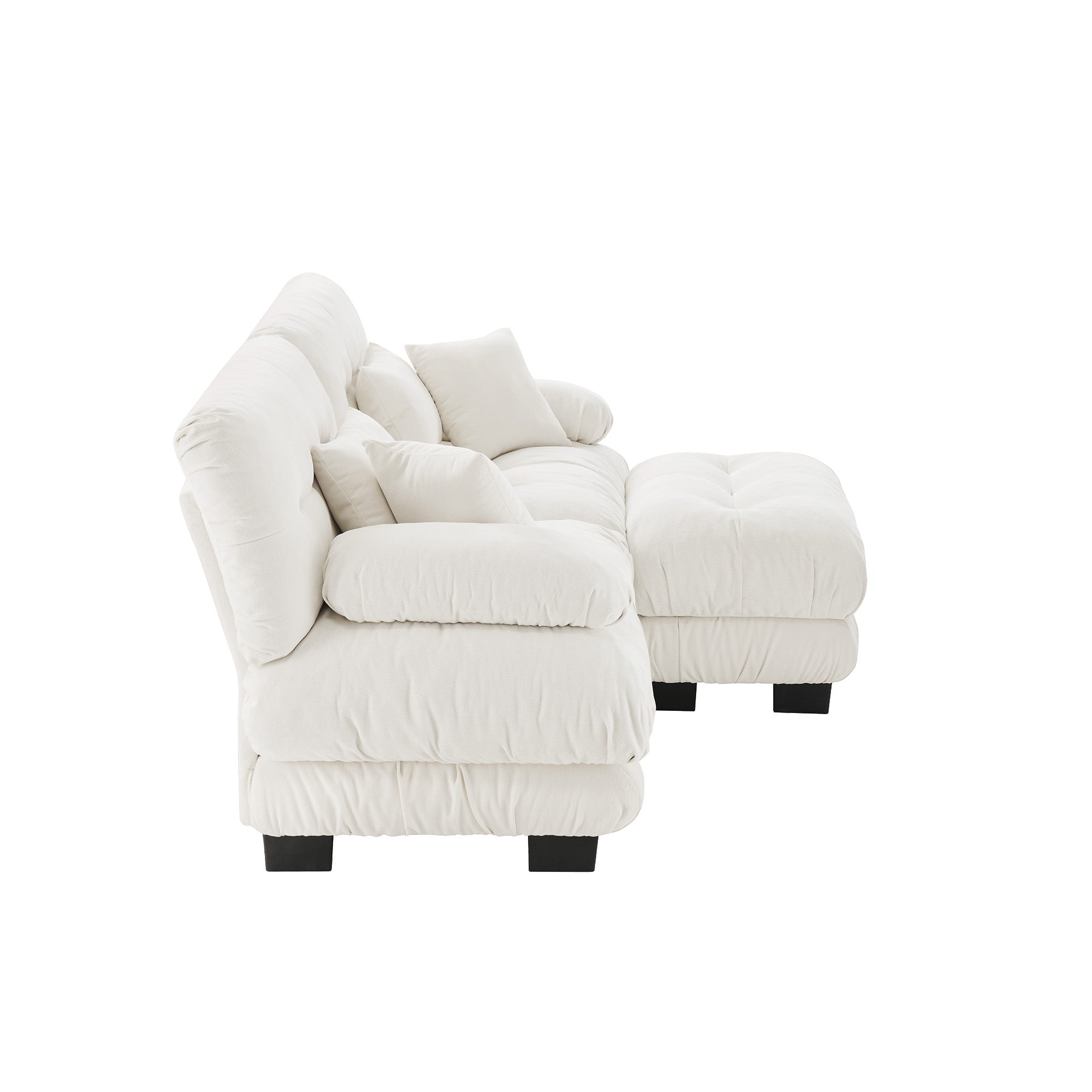Monterey 94" 3 Piece L Shaped Modular Sofa Set, Velvet Deep Seat 5-Seater Sofa with Ottoman