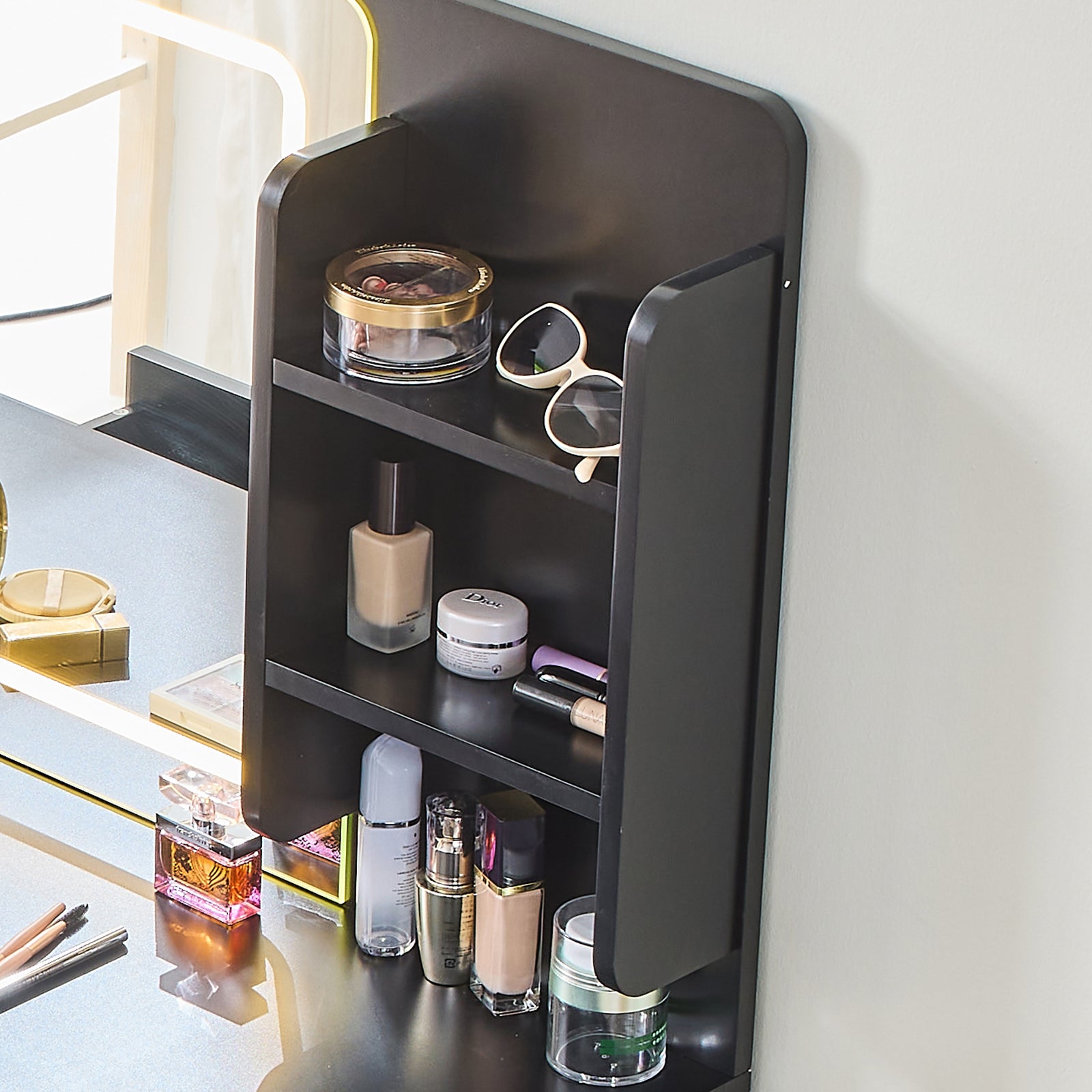 Aalena Modern Vanity Table Set with LED Lighted Mirror