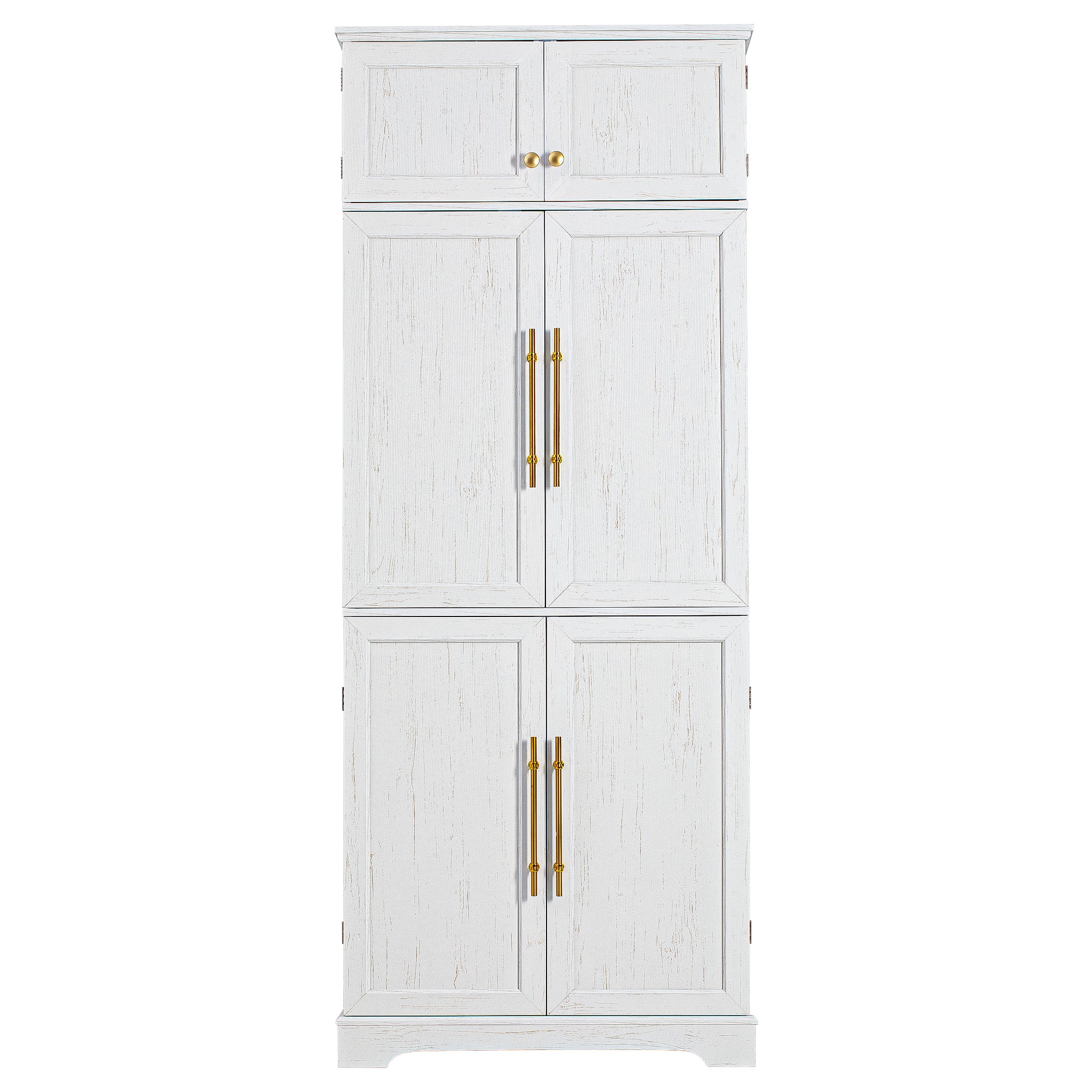 Bristol 78.2" Farmhouse White Kitchen Pantry Cabinet with Adjustable Shelves