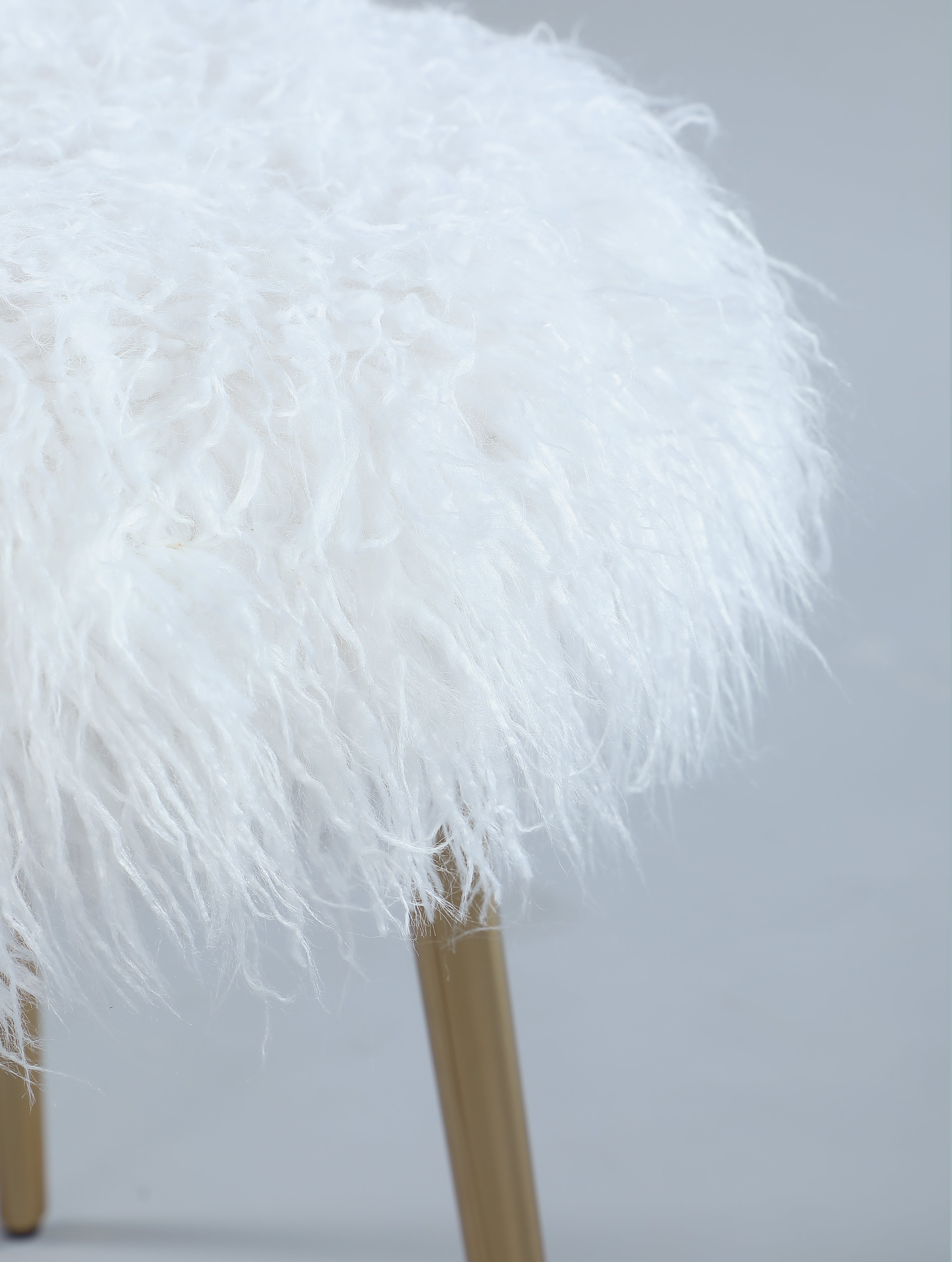 Dahlia Faux Fur Ottoman Stool with Gold Legs