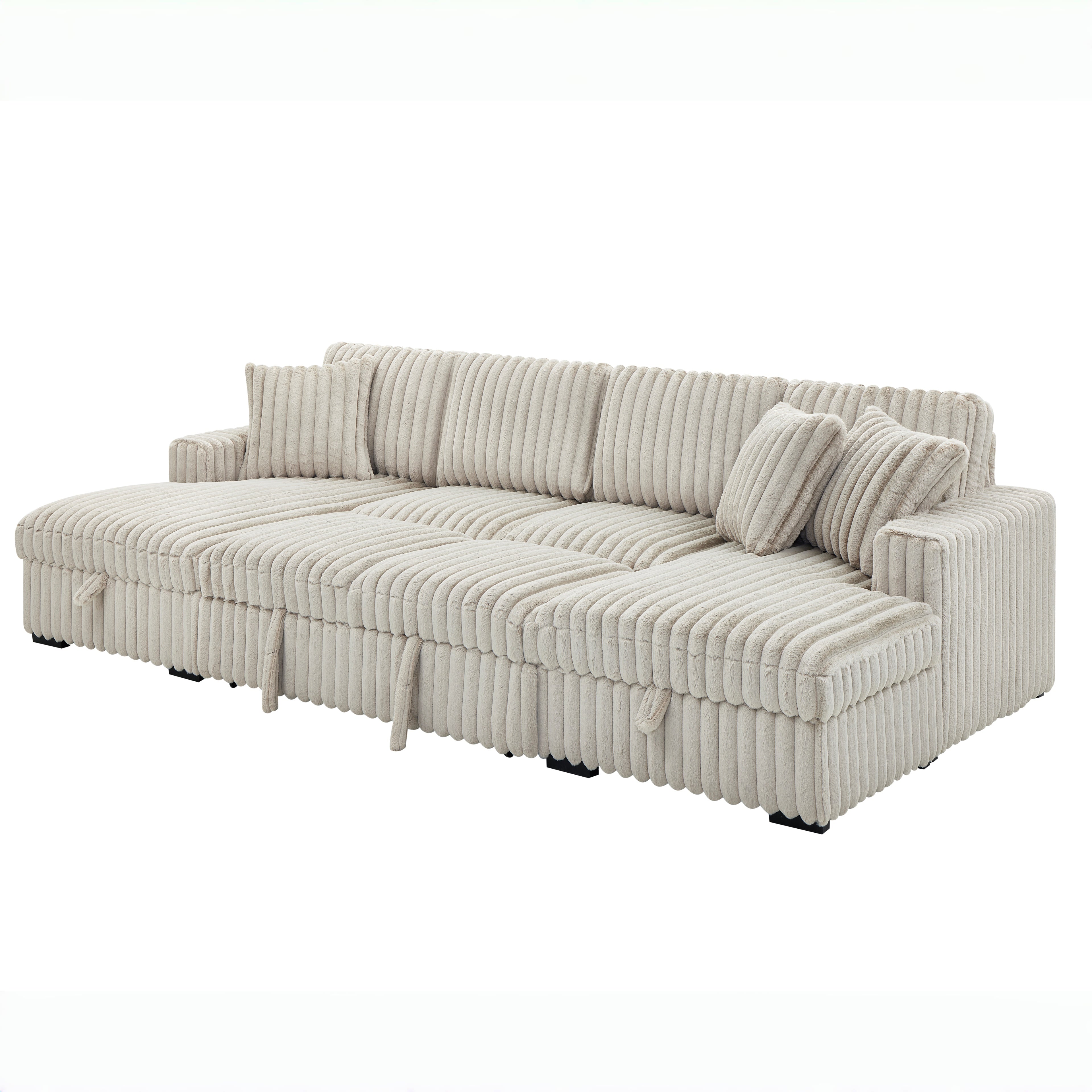 Dallas 122" U‑Shaped Sectional Sleeper Sofa with Double Storage Chaise