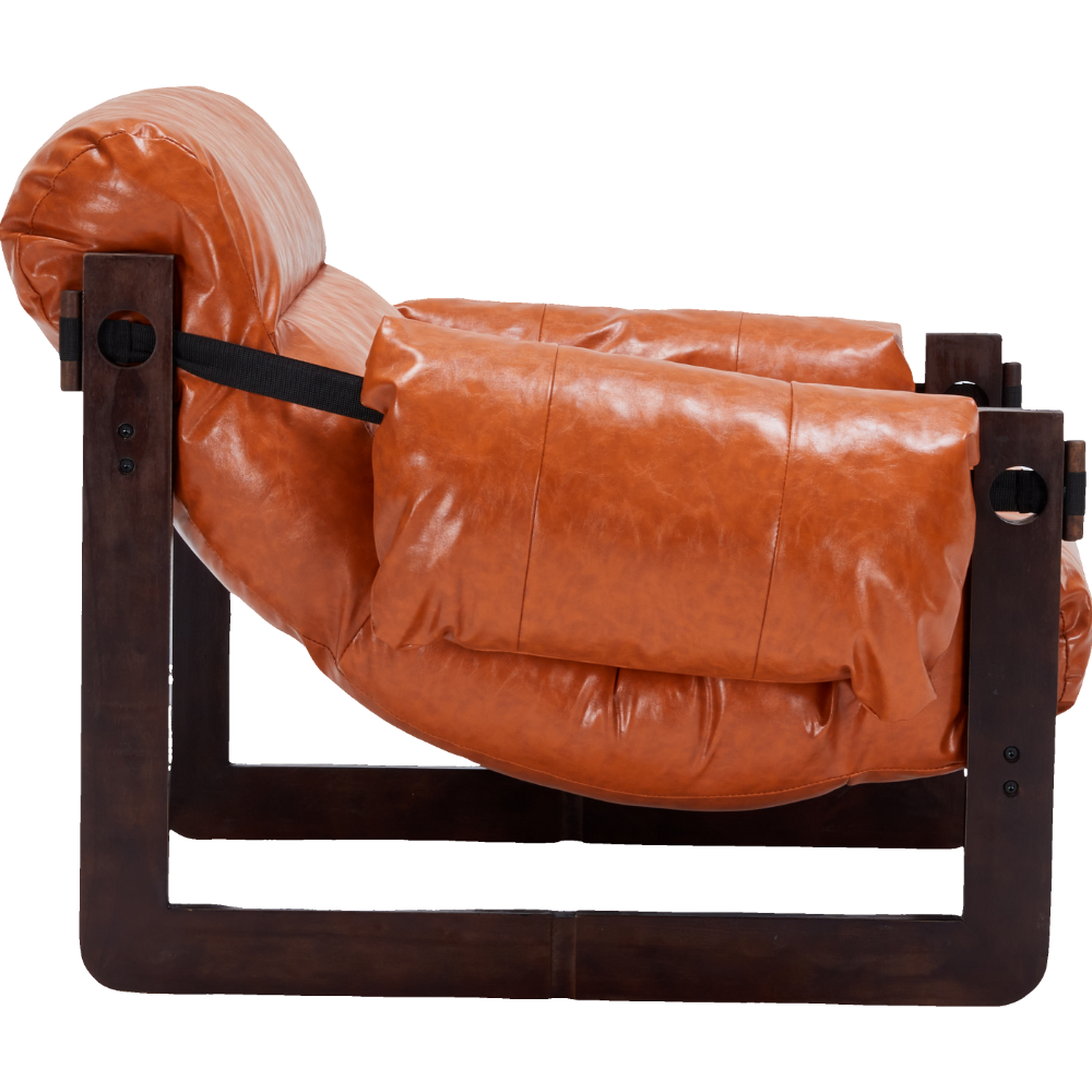 Ravena Modern Vintage Leather Lounge Chair with Removable Armrests