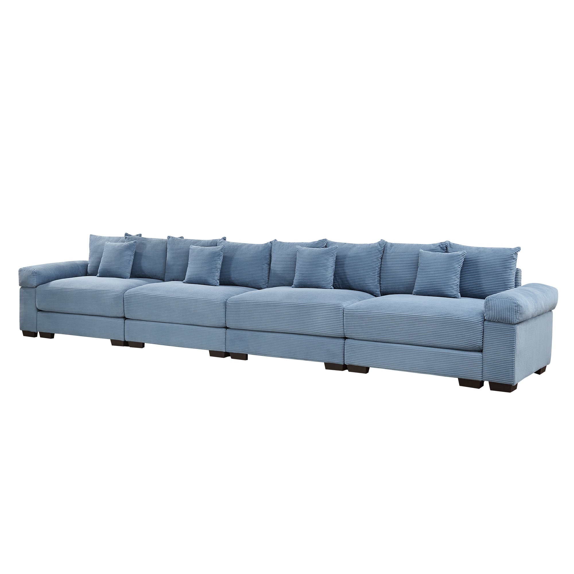 Albany 168" Modular Corduroy Oversized Cloud 5-Seater Sofa with Extra-Thick Armrests