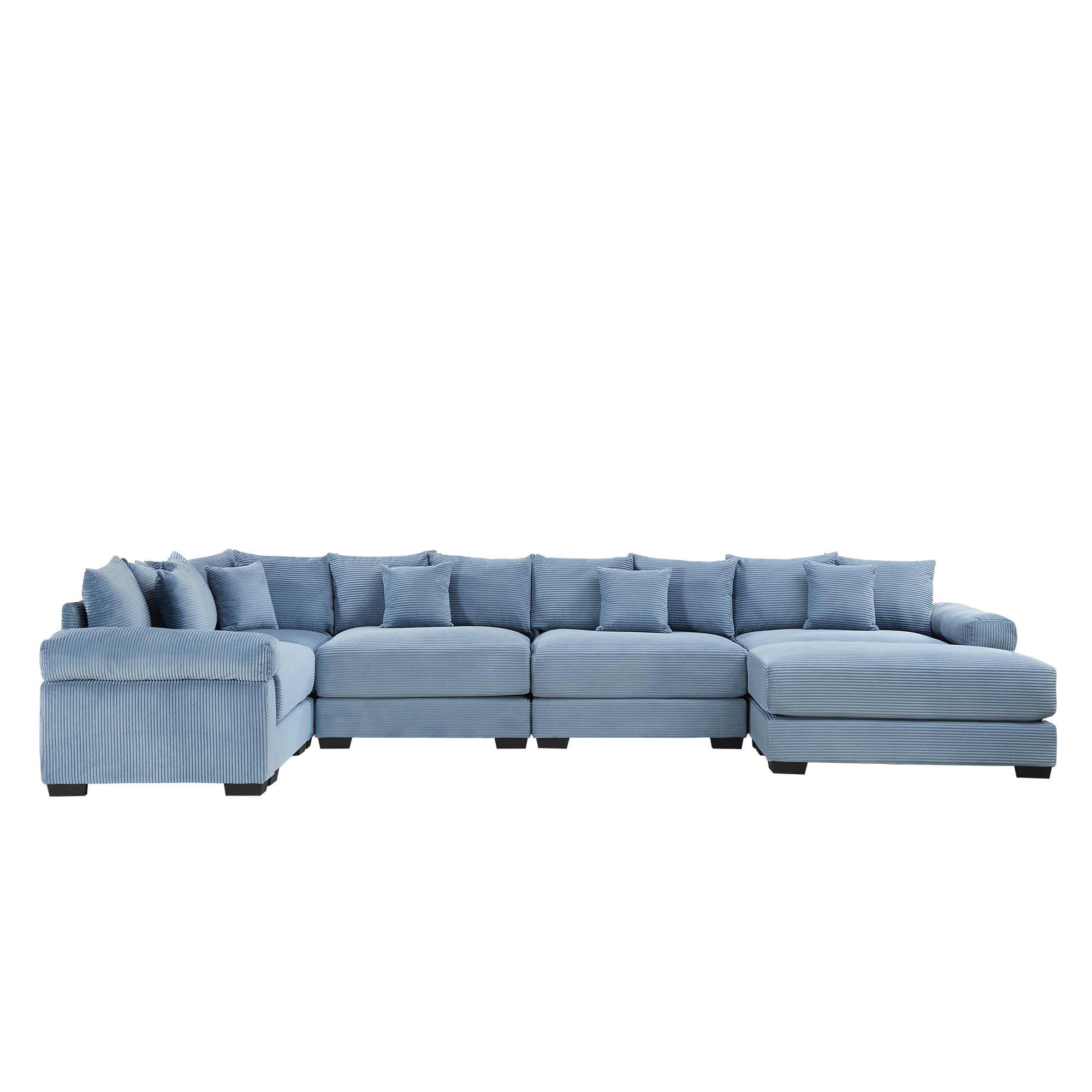 Albany 155" Modular Corduroy Oversized Cloud U-Shaped Sectional Sofa with Ottoman