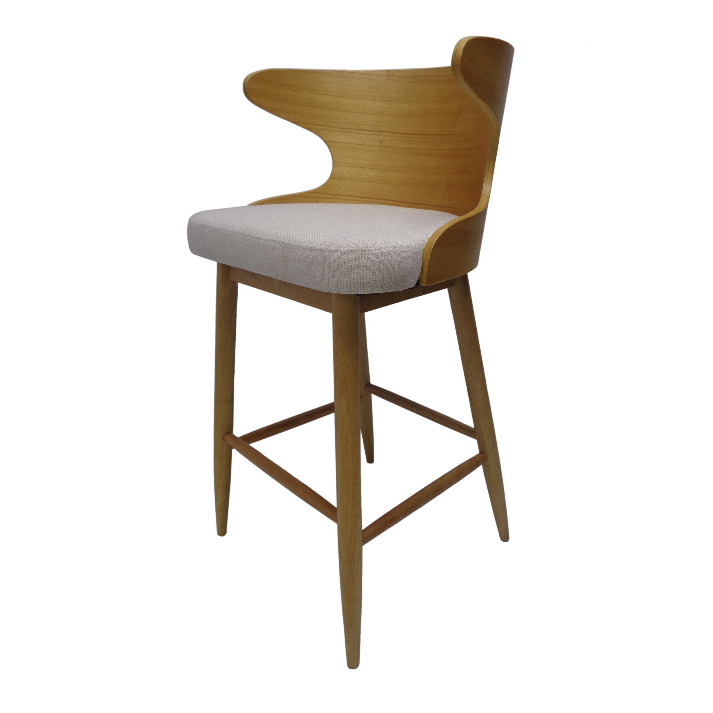 Homy Casa Chianti Mid-Century Modern Soild Wood Barstool Set of 2