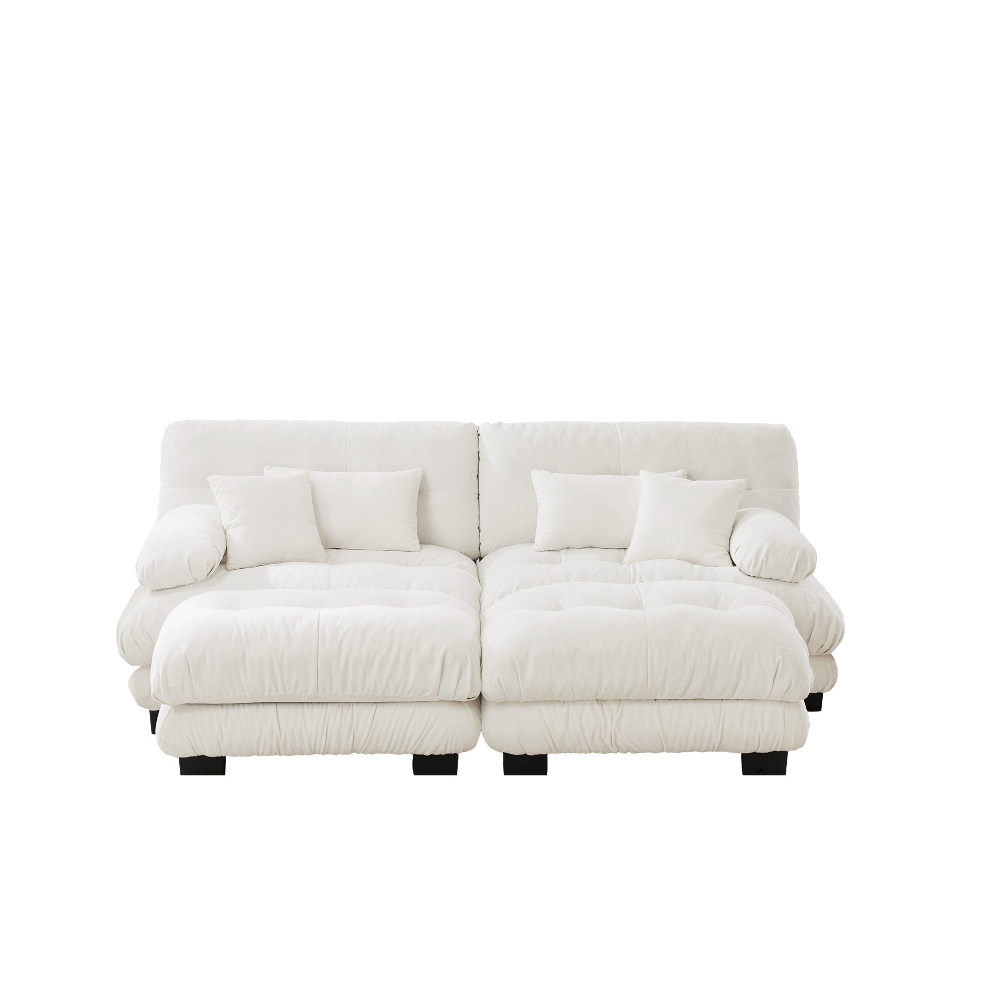 Monterey 94" Modular Chenille Cloud Sofa with 2 Ottomans and Bolstered Armrests