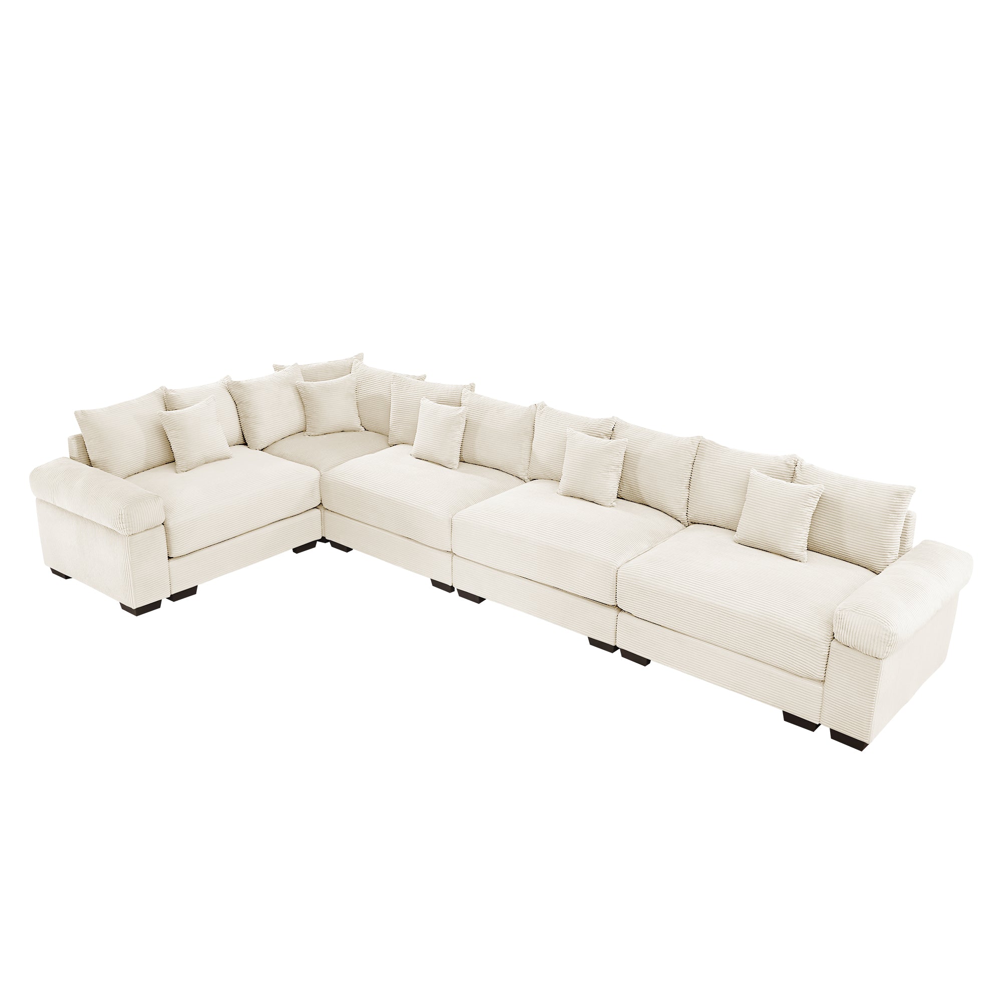 Albany 155" Modular Corduroy Oversized Cloud L-Shaped Sectional Sofa with Ottoman