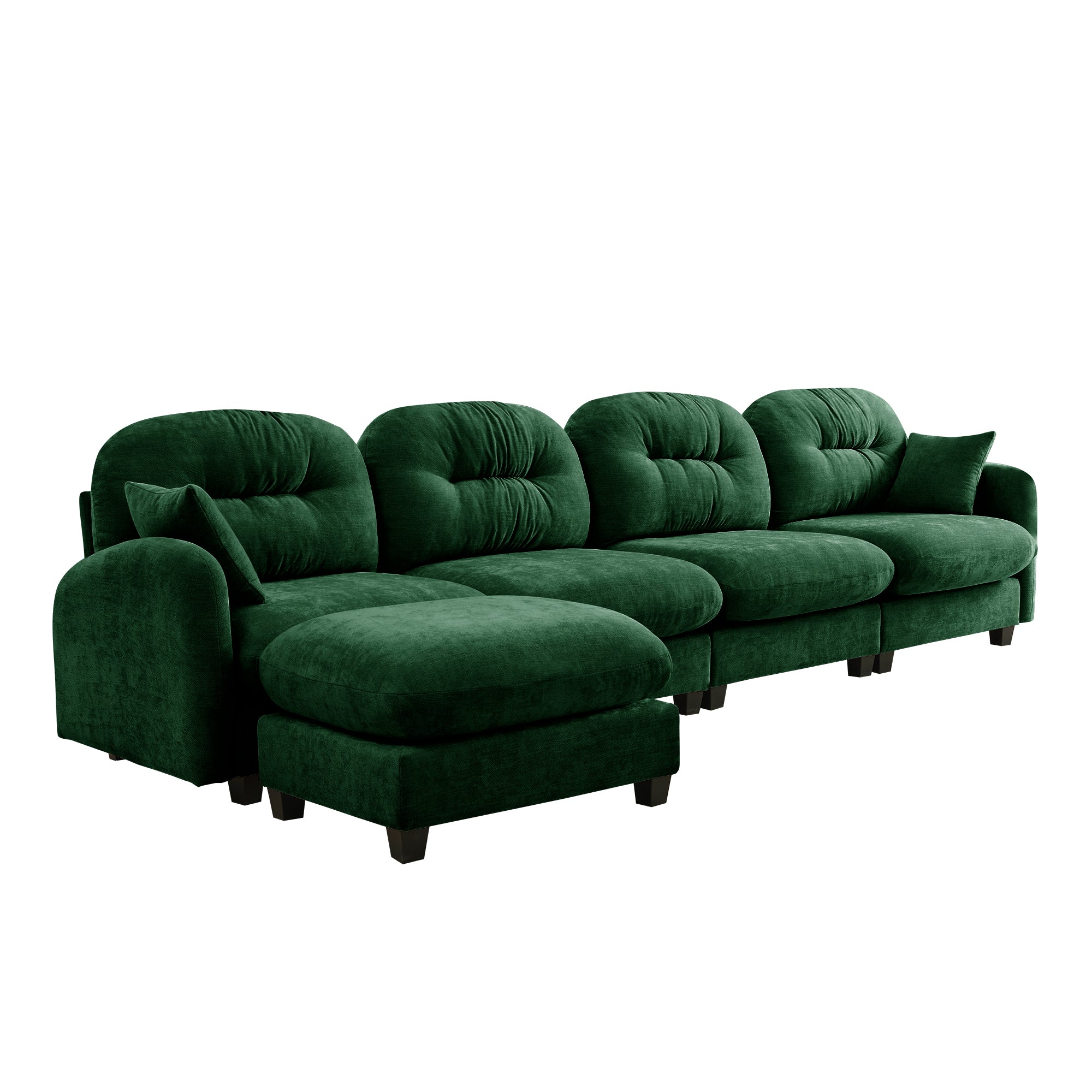 Roselyn 140" Modular Chenille Cloud L-Shaped Sectional Sofa with Ottoman and Tufted Cushion Backrest