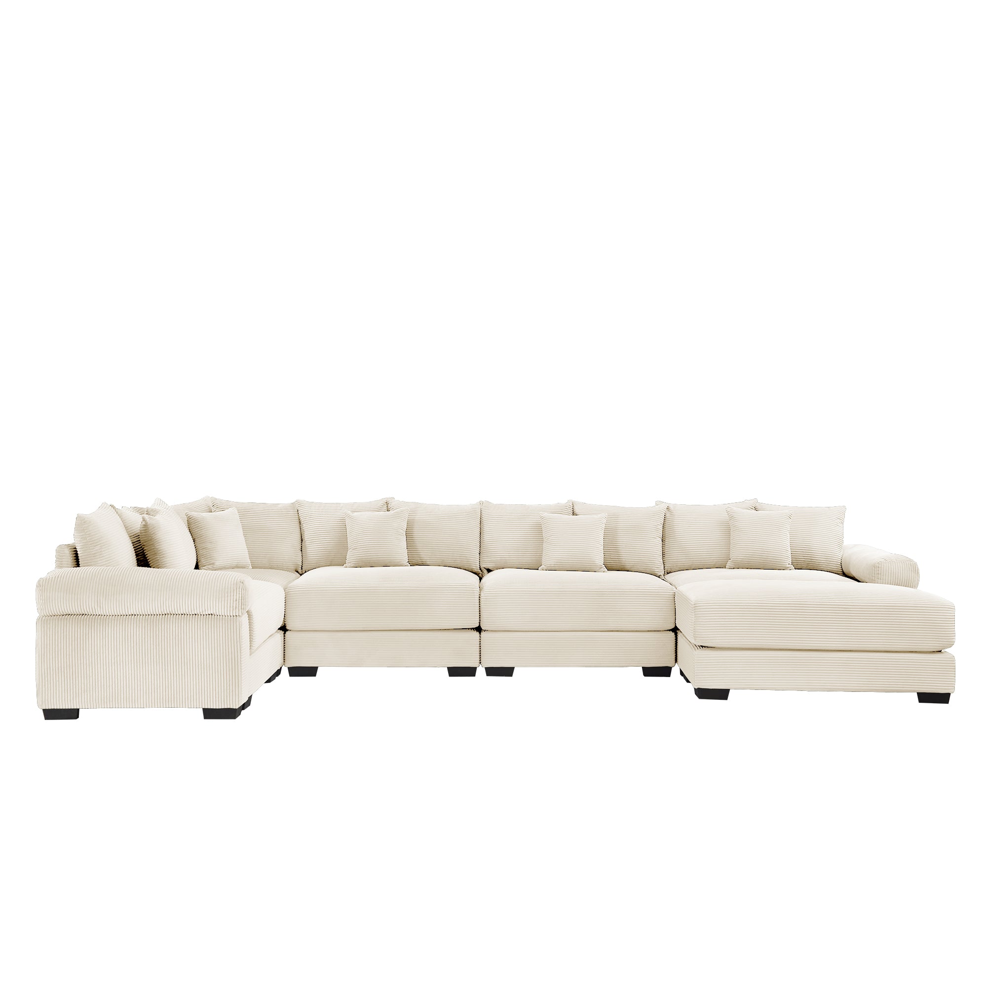 Albany 155" Modular Corduroy Oversized Cloud U-Shaped Sectional Sofa with Ottoman