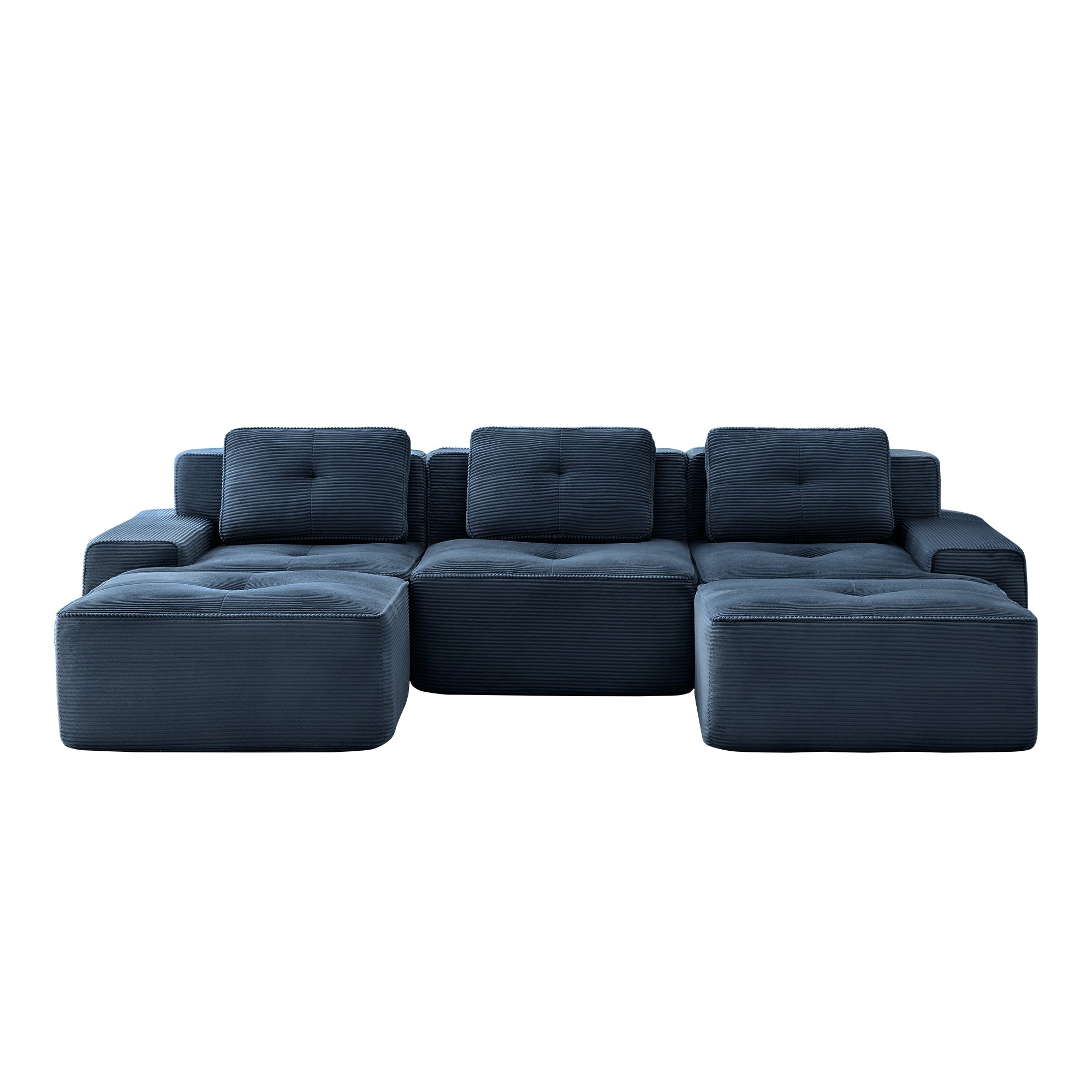 Racine 117" Modular Corduroy Fabric U-Shaped Sectional Sofa with Deep Seat and Movable Ottoman