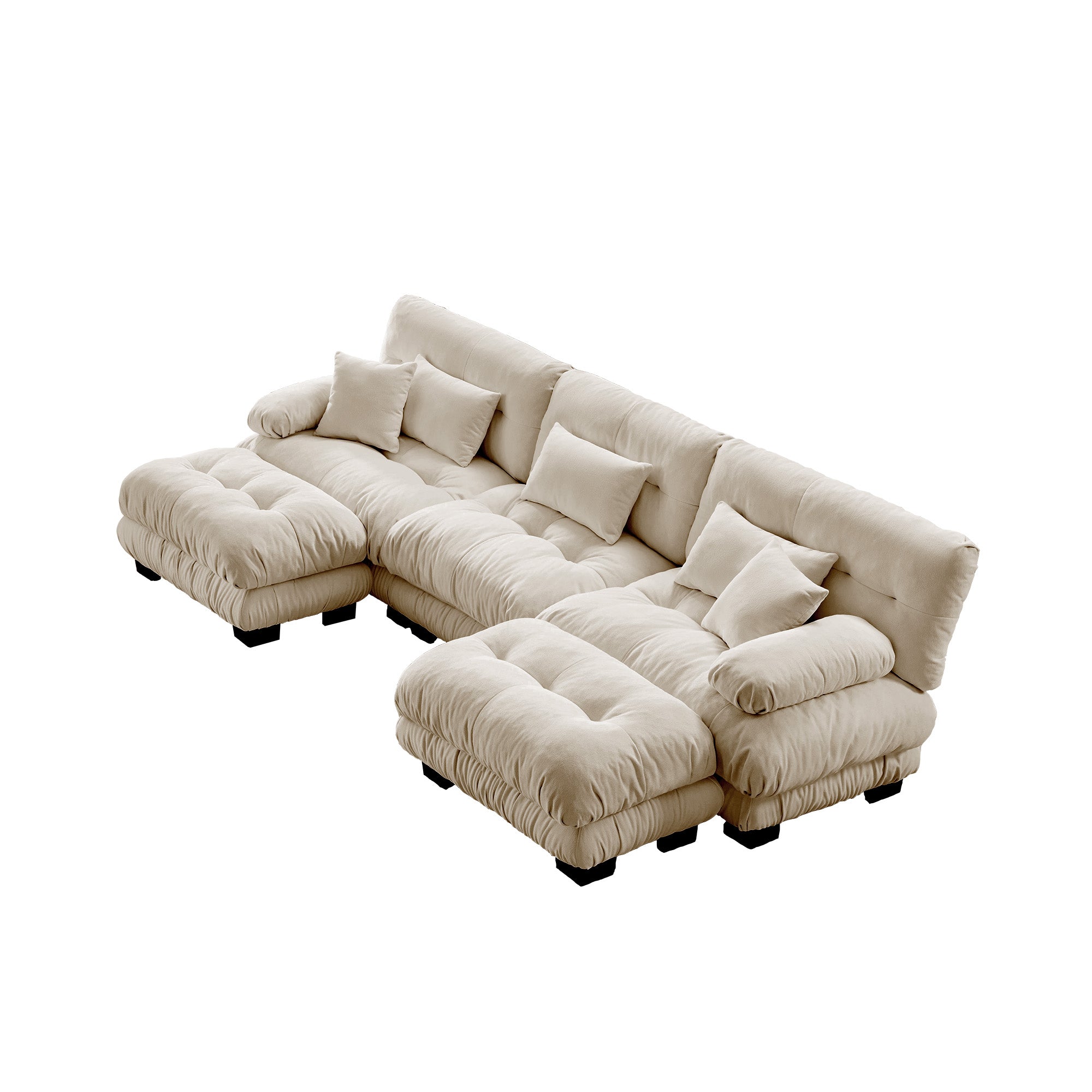 Monterey 134" Modular Chenille U-Shaped Cloud Sectional Sofa with 2 Ottomans