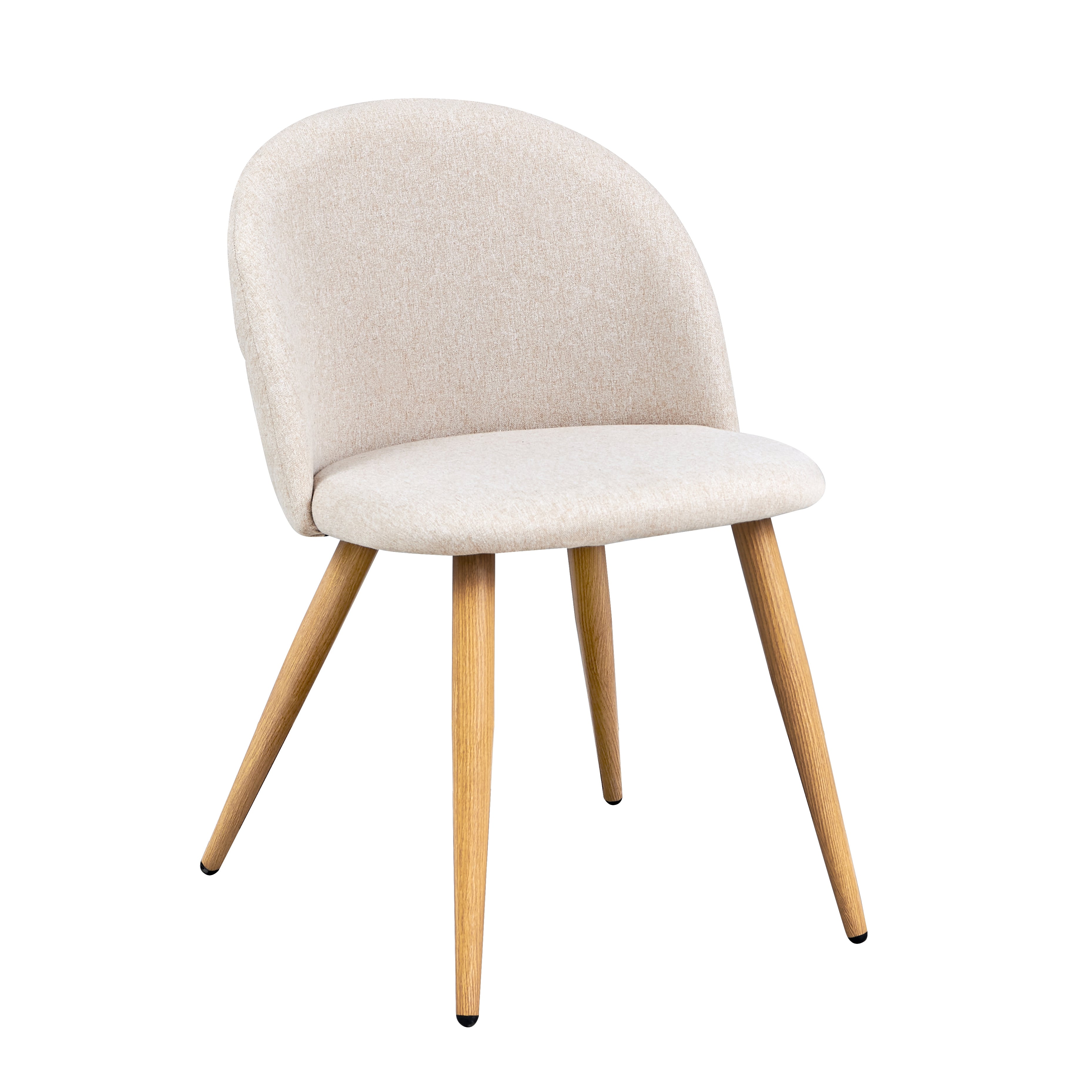 Homy Casa Zomba 4PC Fleece Dining Chair Light Beige Oak Leg