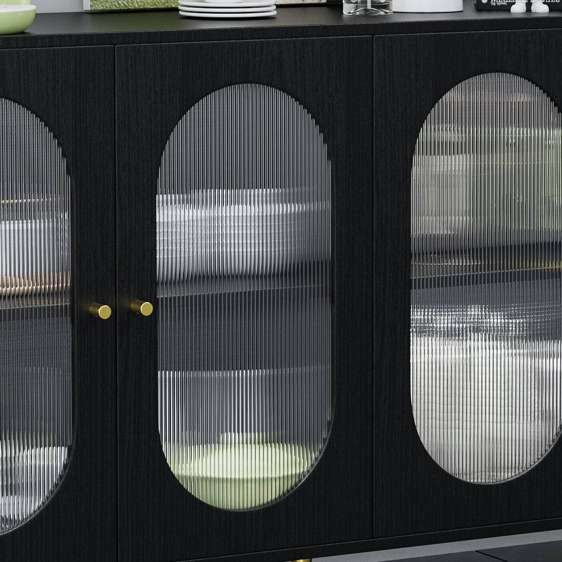 Poitiers 60" Modern Accent Sideboard with Metal Legs and Translucent Doors