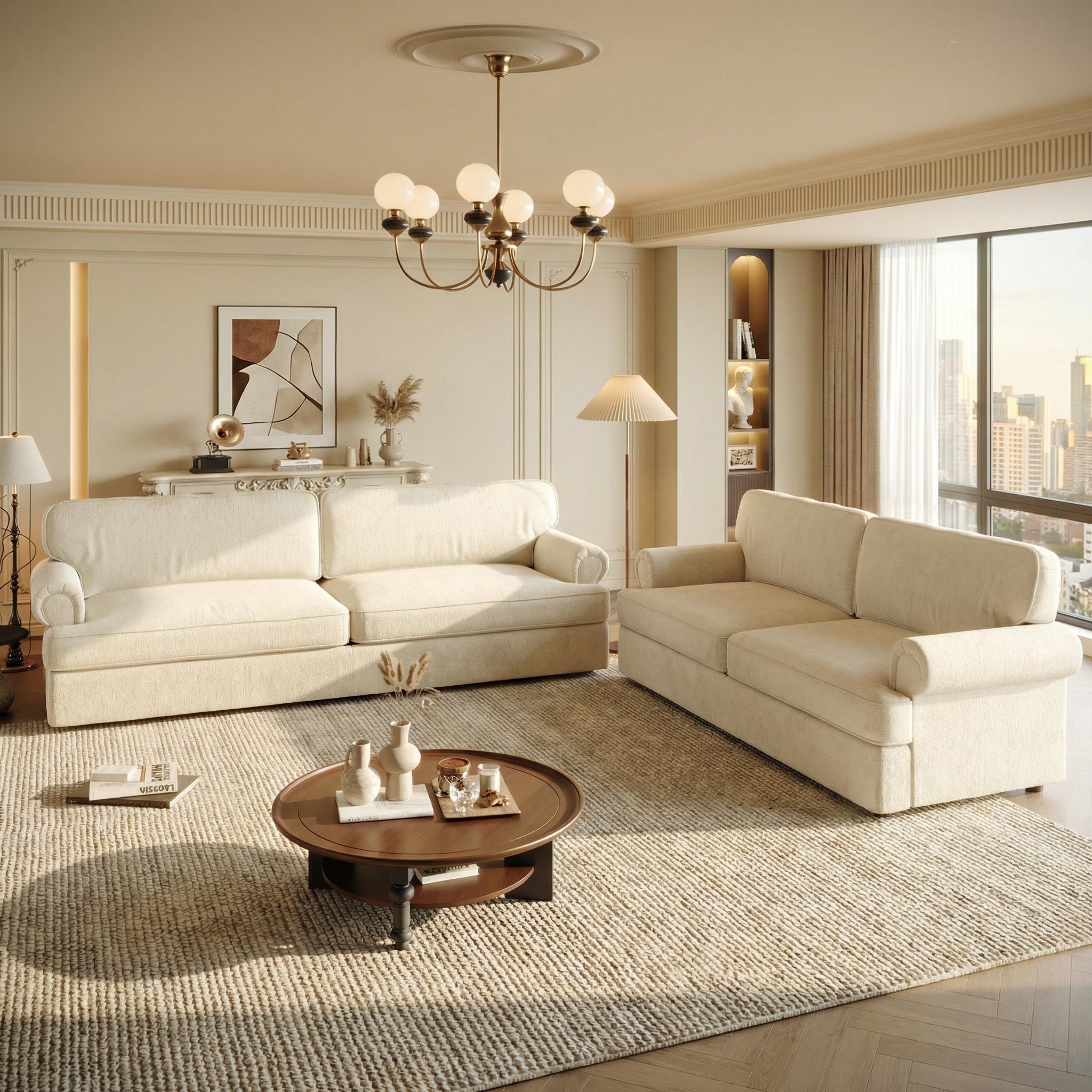 Livonia Chenille Fabric Comfortable Sofa Set with 3-Seater Sofa and 7-Seater Sofa