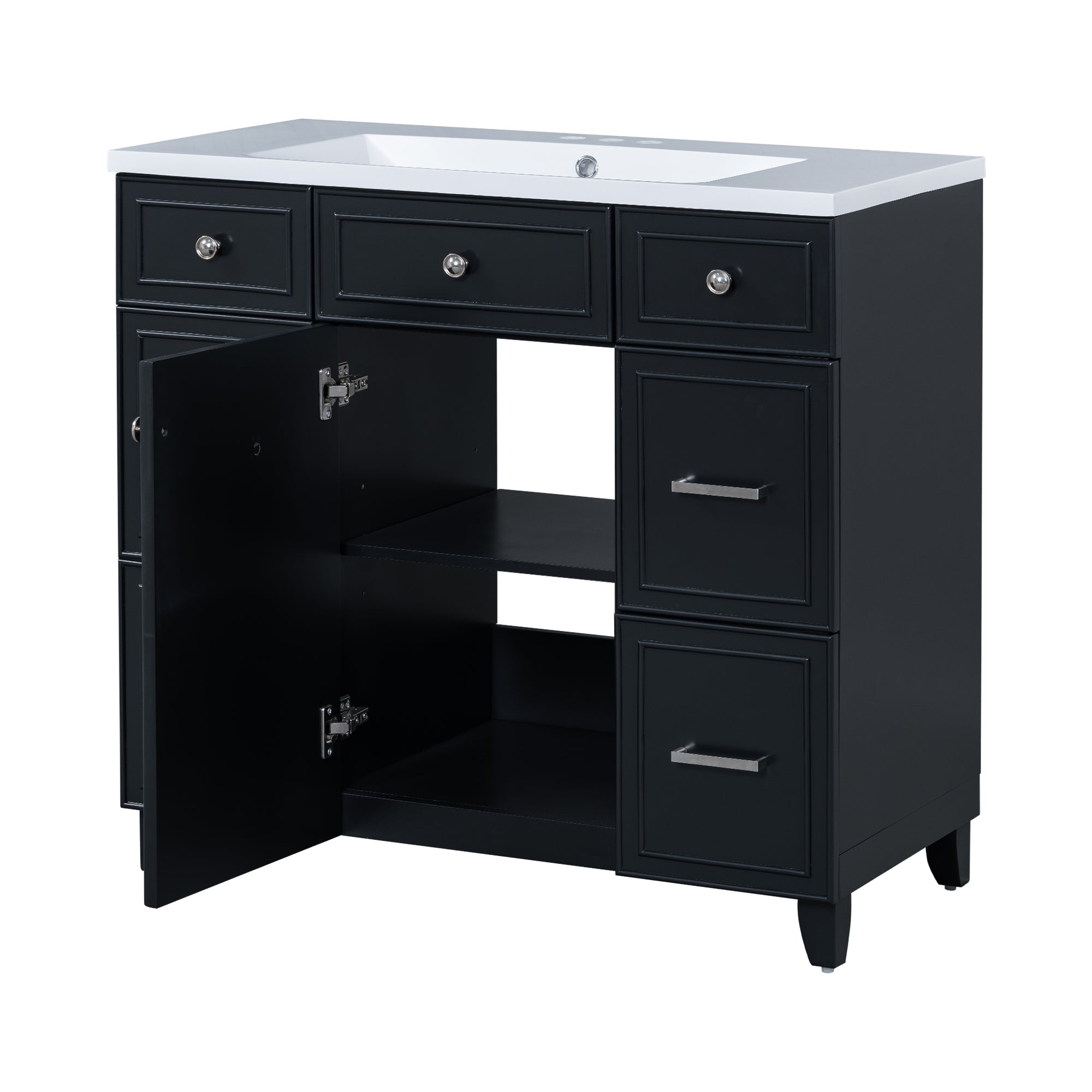 Pagosa 36" Bathroom Vanity with Sink, 3 Drawers and Pull-Out Storage