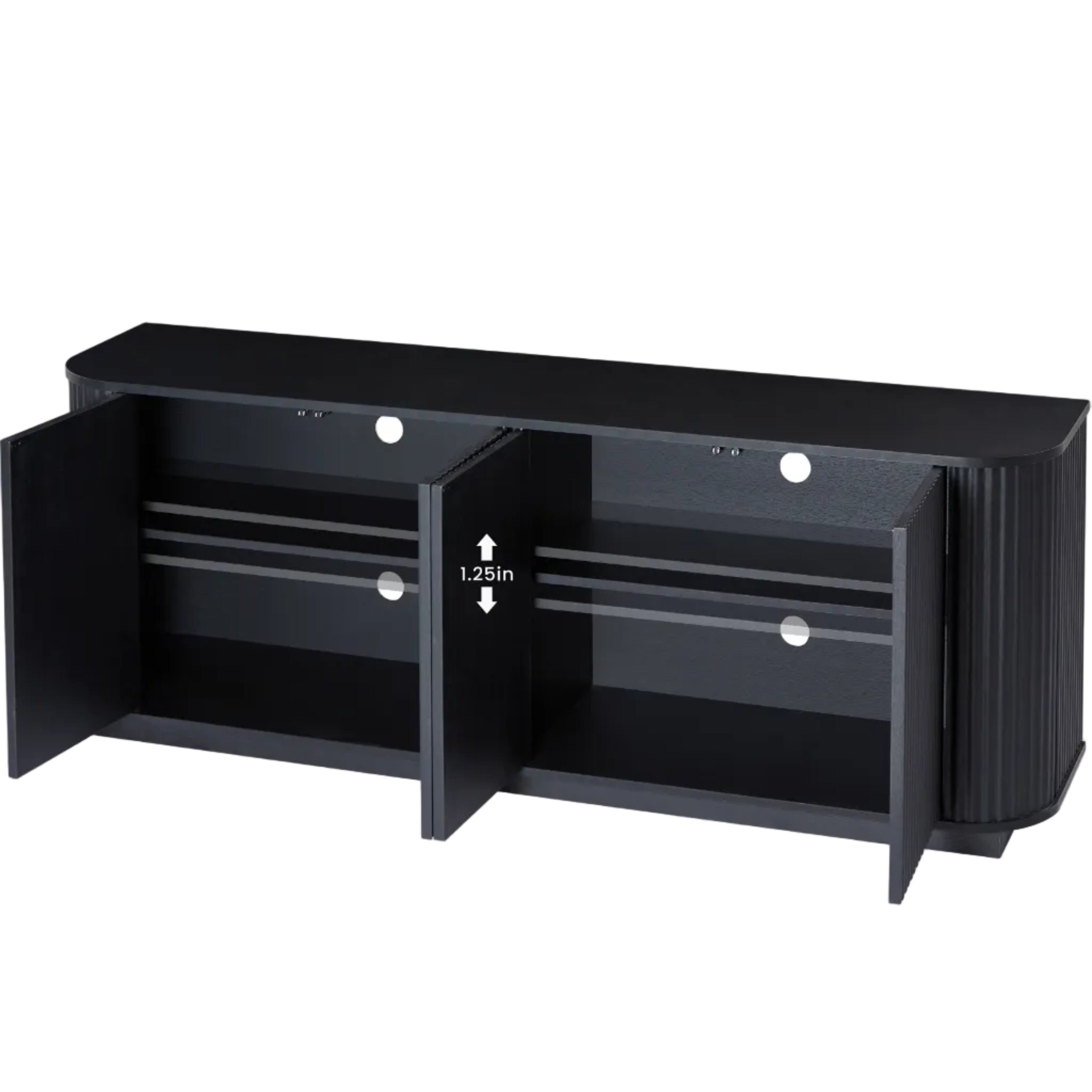 Kyoto 64” Sideboard TV Cabinet with Fluted Doors and Drawers