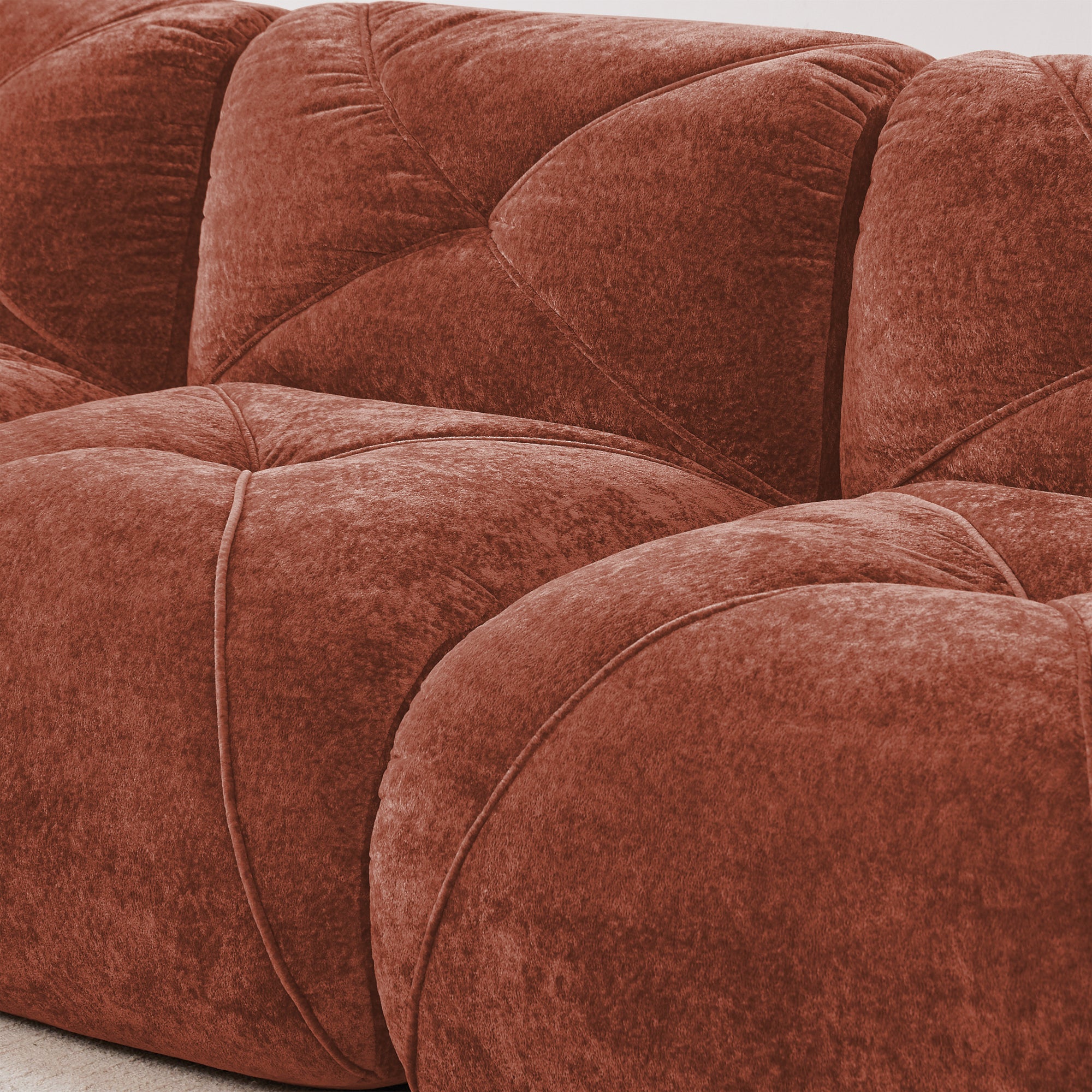 Aven 111" Modular Velvet Cloud L-Shaped Sectional Sofa with Movable Ottoman