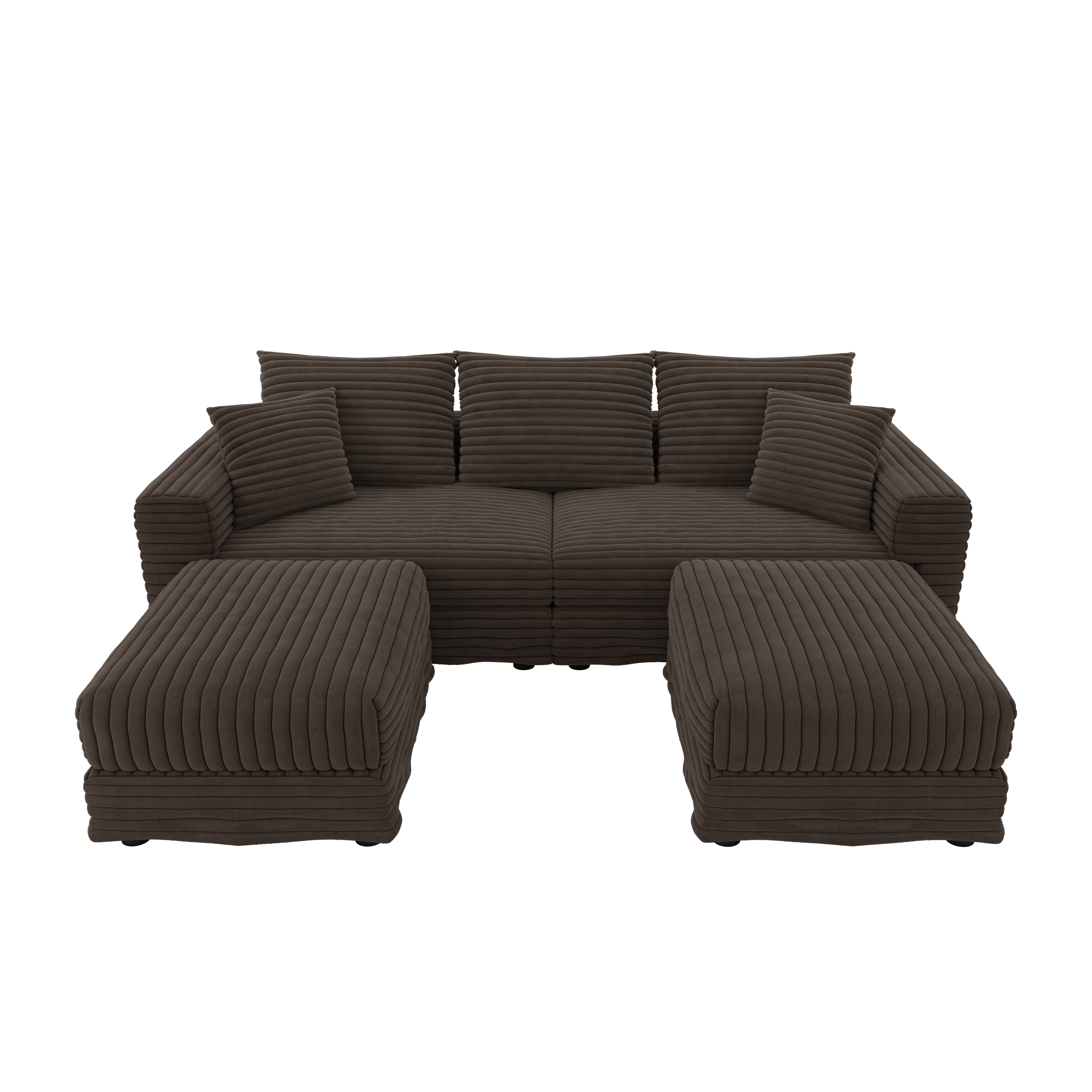 Norwalk 83" Modular Plush Corduroy U-Shaped Sectional Sofa with 2 Movable Ottomans