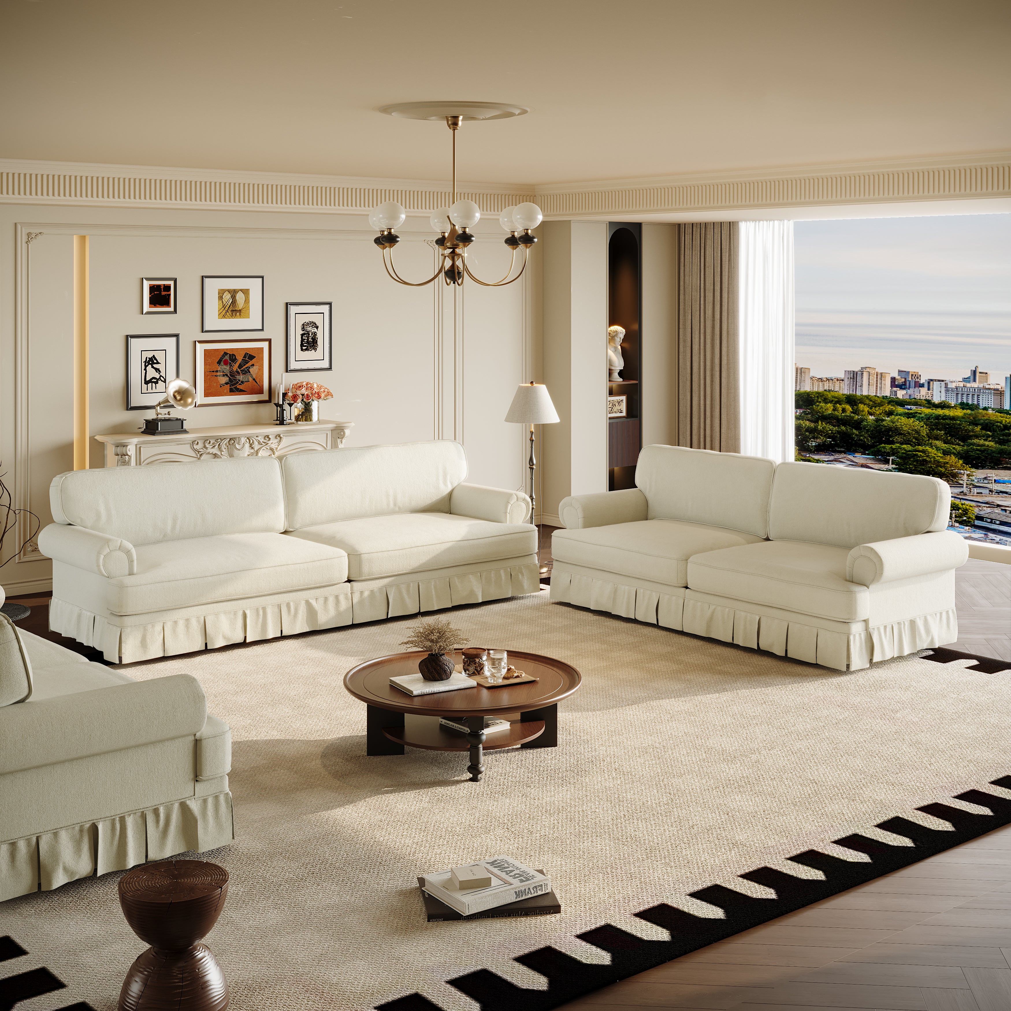 Livonia Chenille Fabric Comfortable Sofa Set with 3-Seater Sofa and 7-Seater Sofa